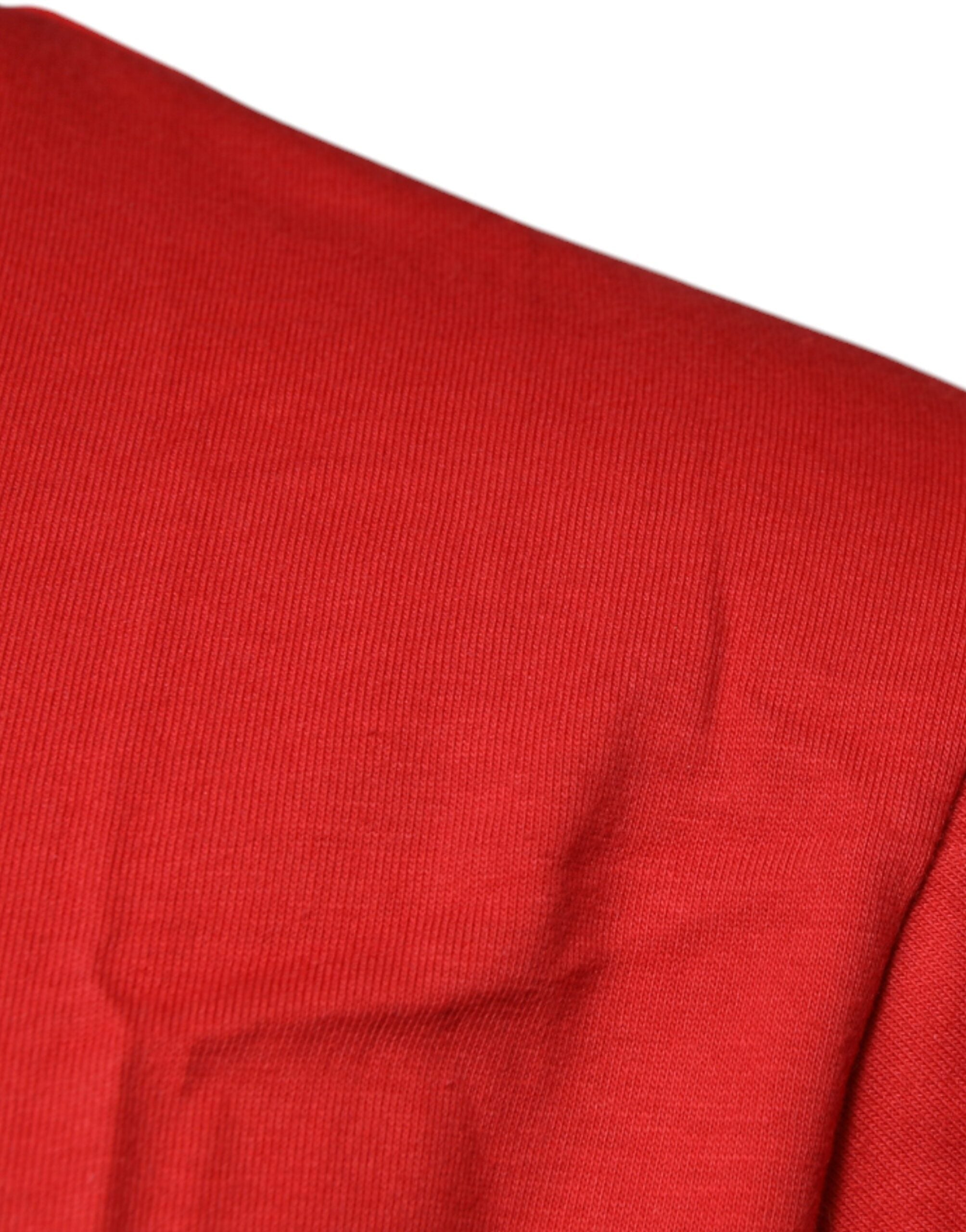 Dolce & Gabbana Rotes DG Logo Baumwoll-T-Shirt mit Rundhalsausschnitt-4