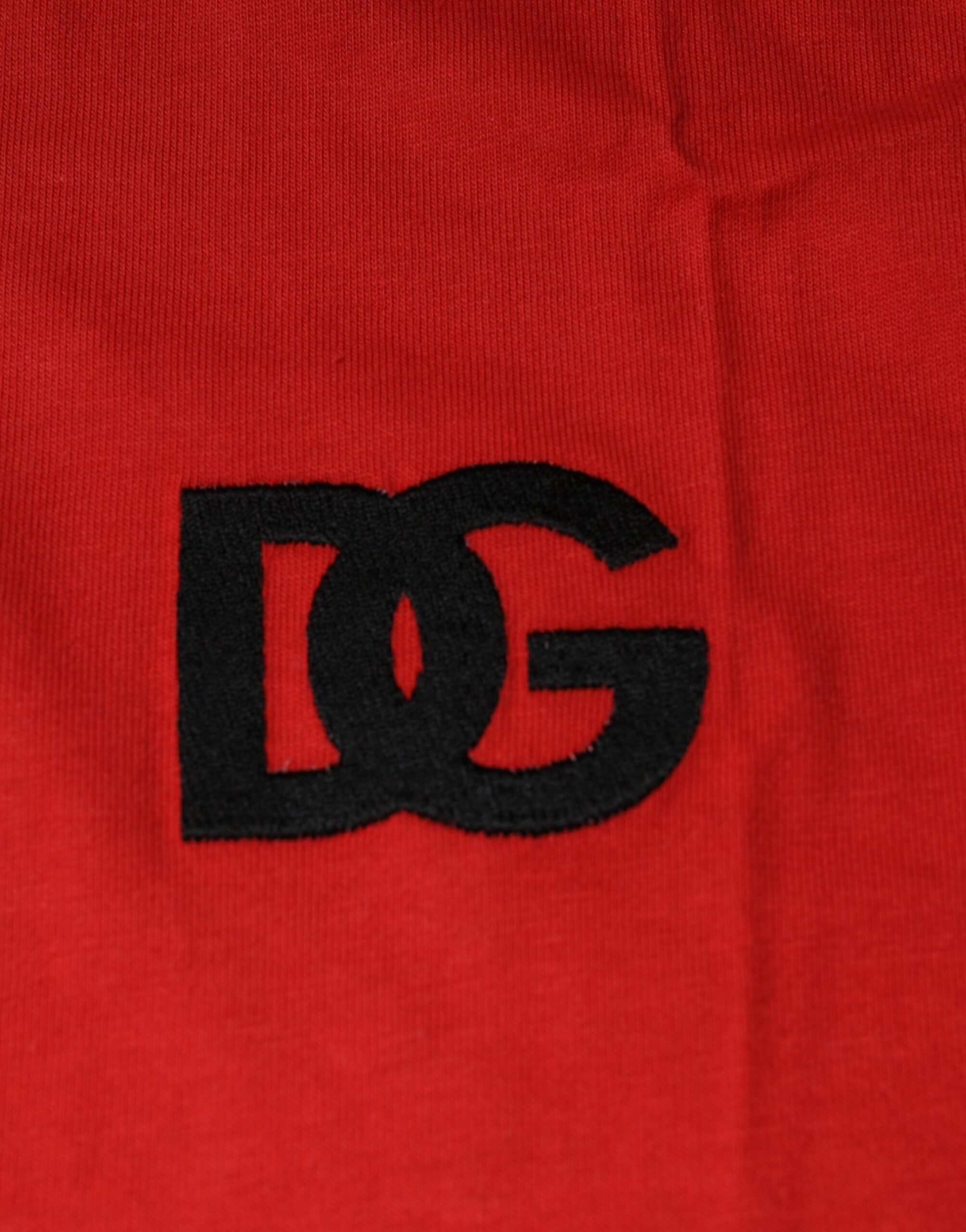 Dolce & Gabbana Rotes DG Logo Baumwoll-T-Shirt mit Rundhalsausschnitt-7