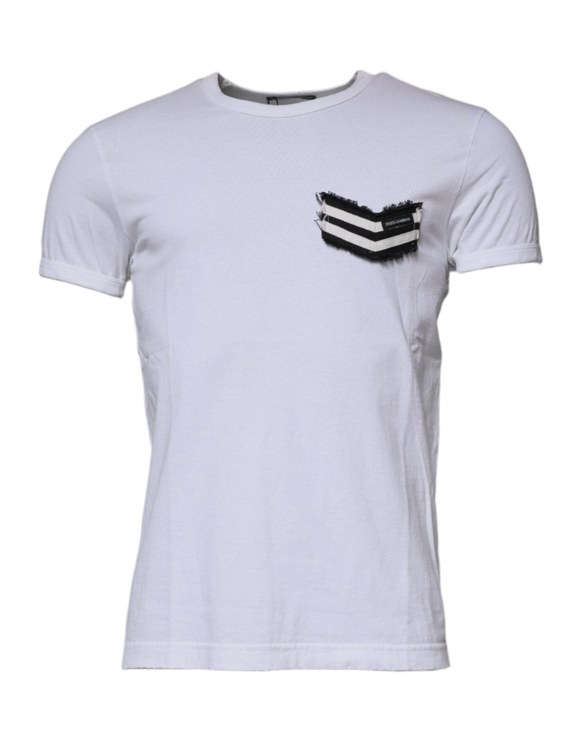 Dolce & Gabbana white striped T-shirt with round neck and short sleeves