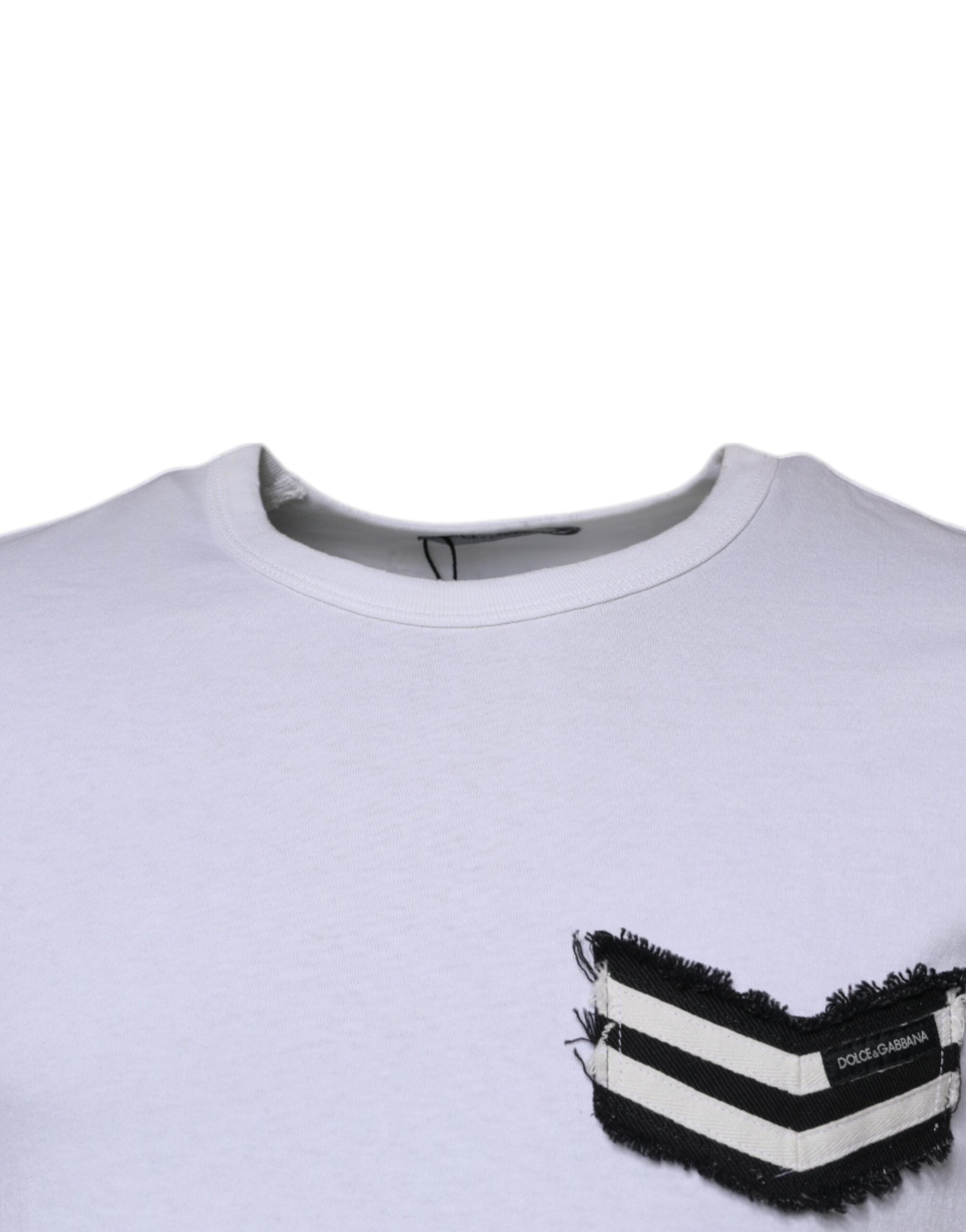 Camiseta blanca de rayas Dolce & Gabbana con cuello redondo y manga corta-3