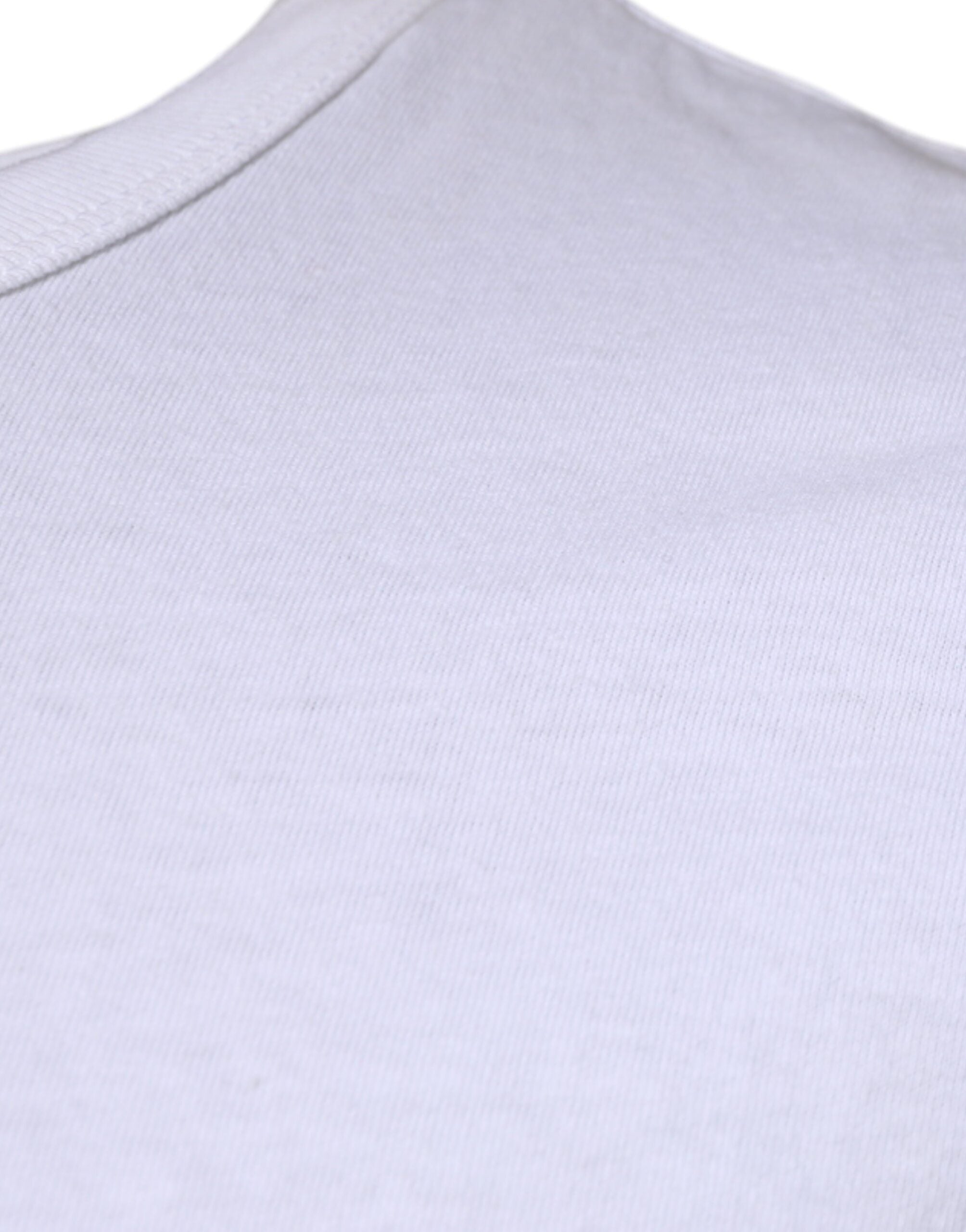 Camiseta blanca de rayas Dolce & Gabbana con cuello redondo y manga corta-4