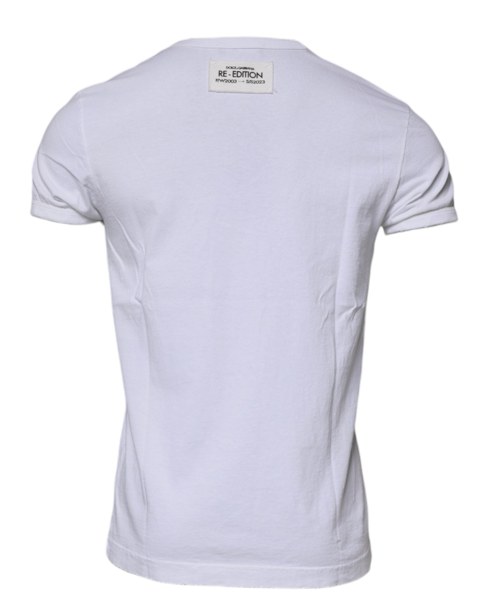 Camiseta blanca de rayas Dolce & Gabbana con cuello redondo y manga corta-5