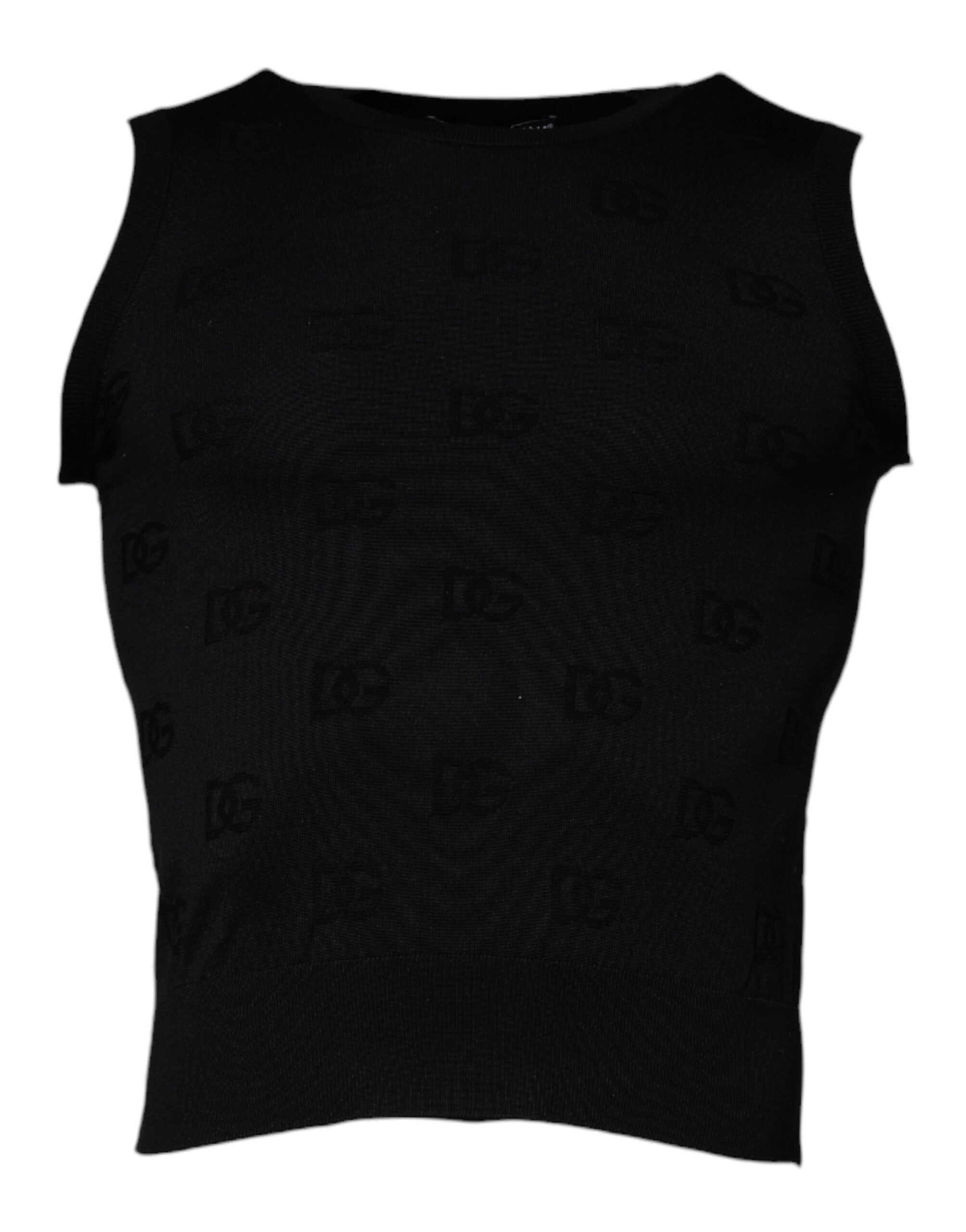 Camiseta de seda negra sin mangas con cuello redondo de Dolce & Gabbana-2