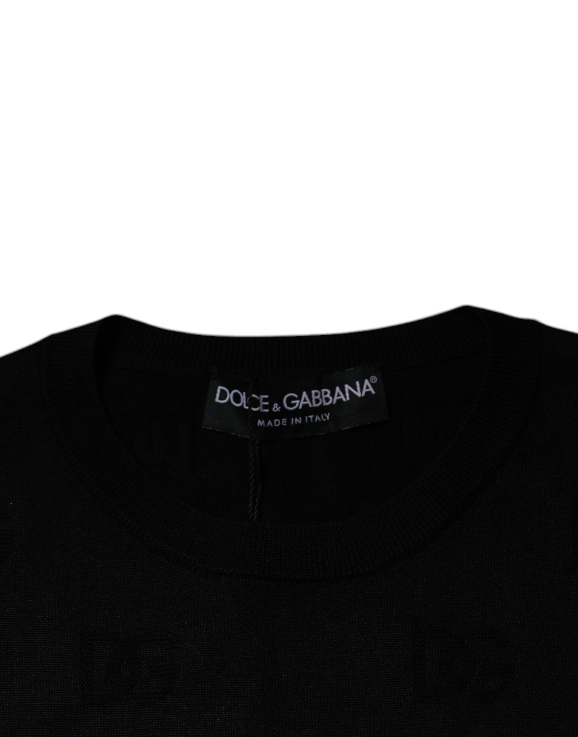 Camiseta de seda negra sin mangas con cuello redondo de Dolce & Gabbana-5