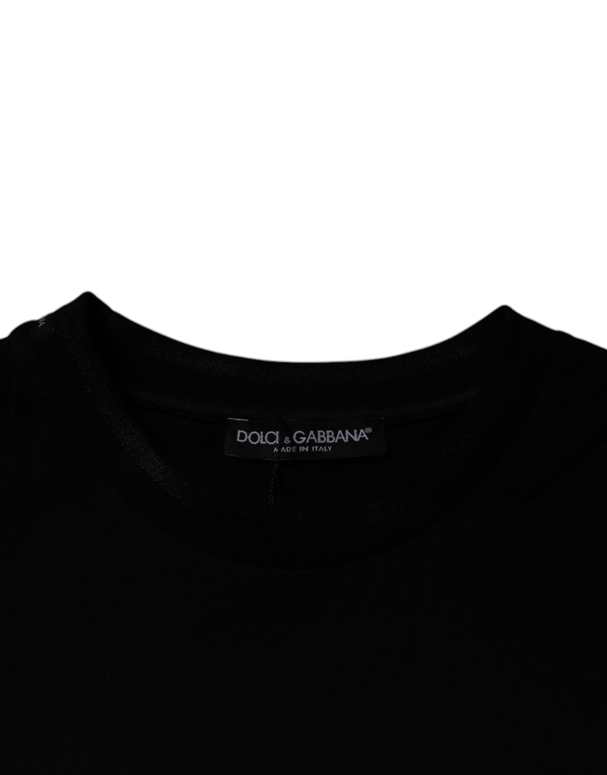 Dolce & Gabbana Black short-sleeved T-shirt with round neck-6