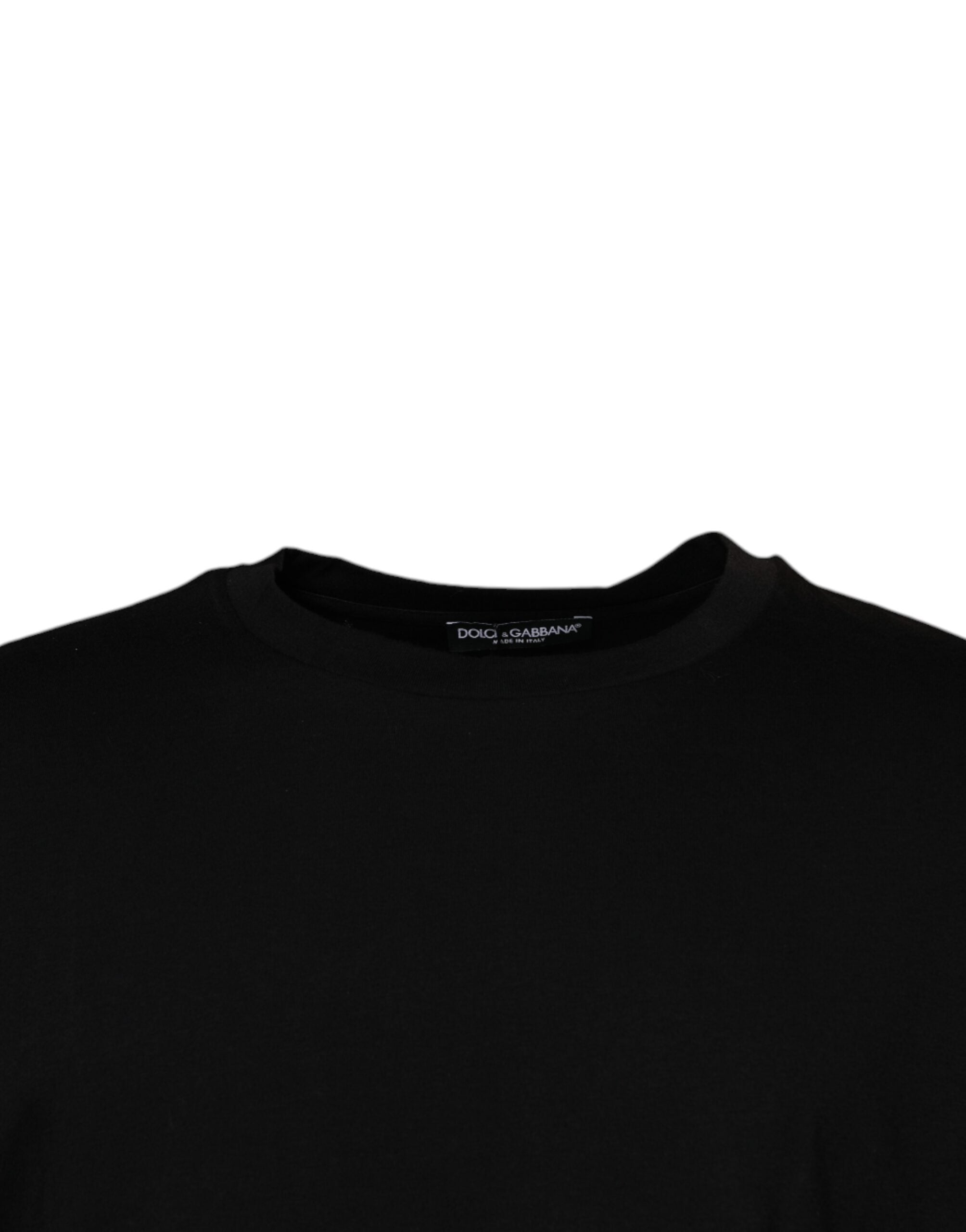 Dolce & Gabbana Black short-sleeved T-shirt with round neck-3