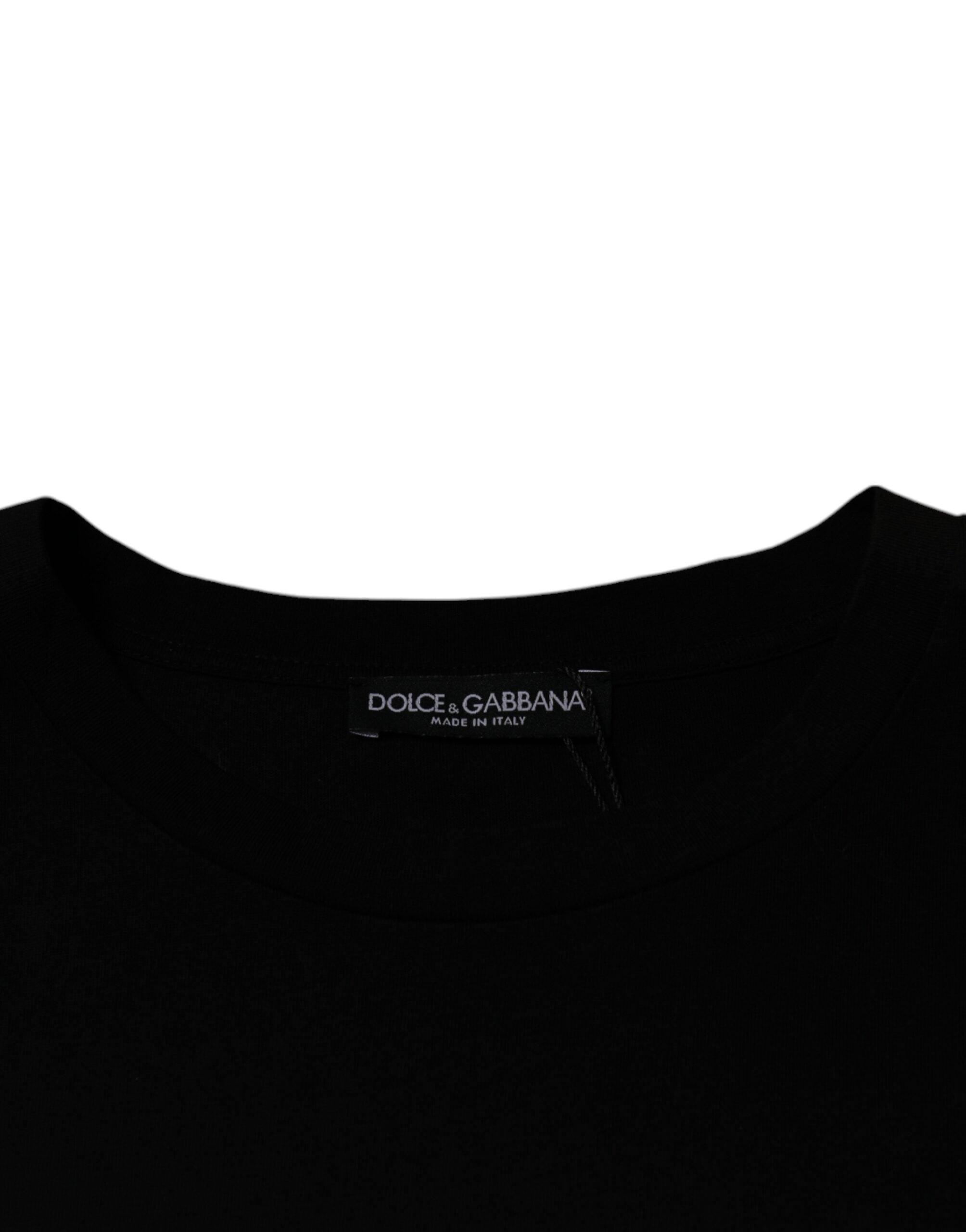 Dolce & Gabbana Black short-sleeved T-shirt with round neck-6