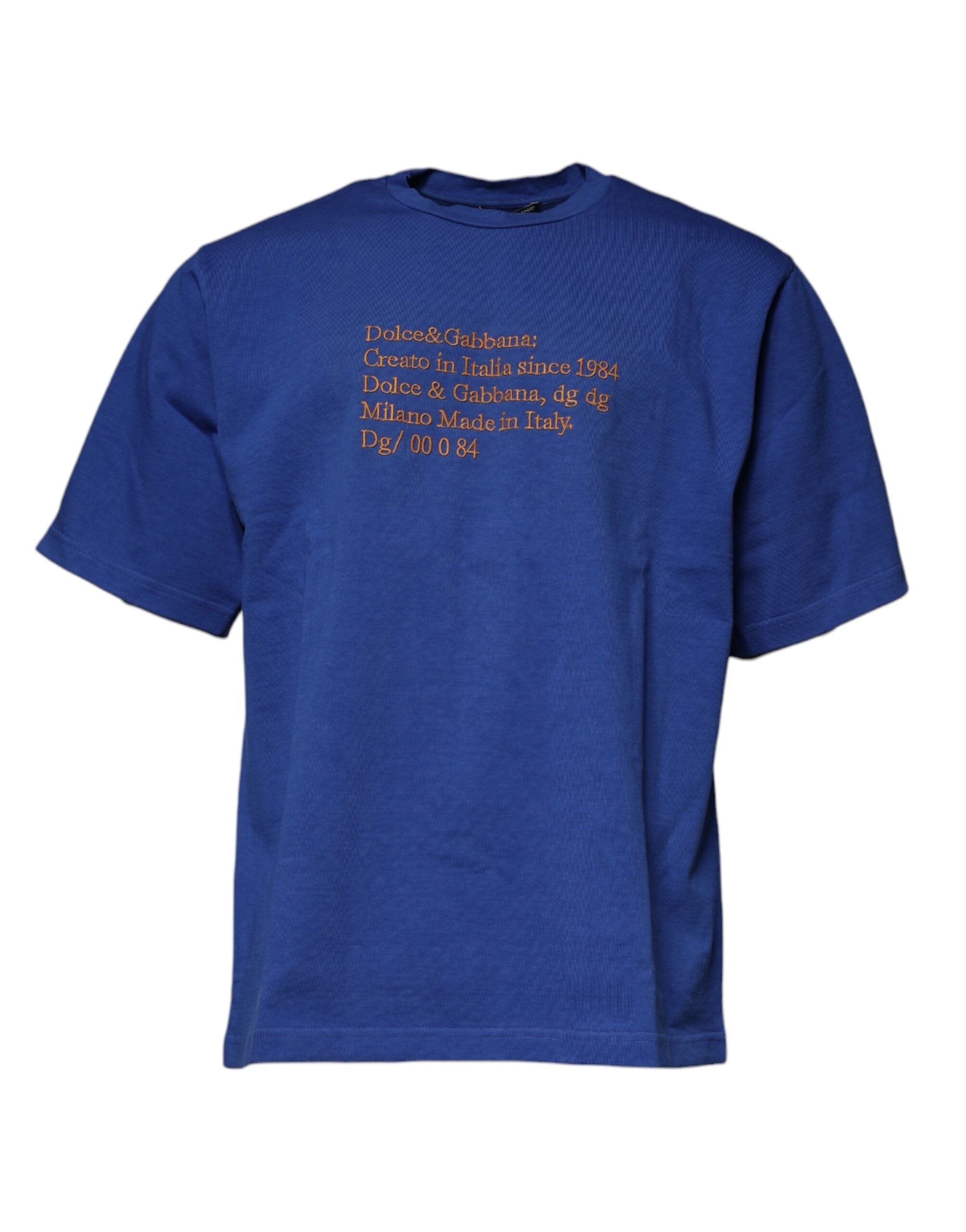 Dolce & Gabbana blue round neck cotton T-shirt with graphic print-1