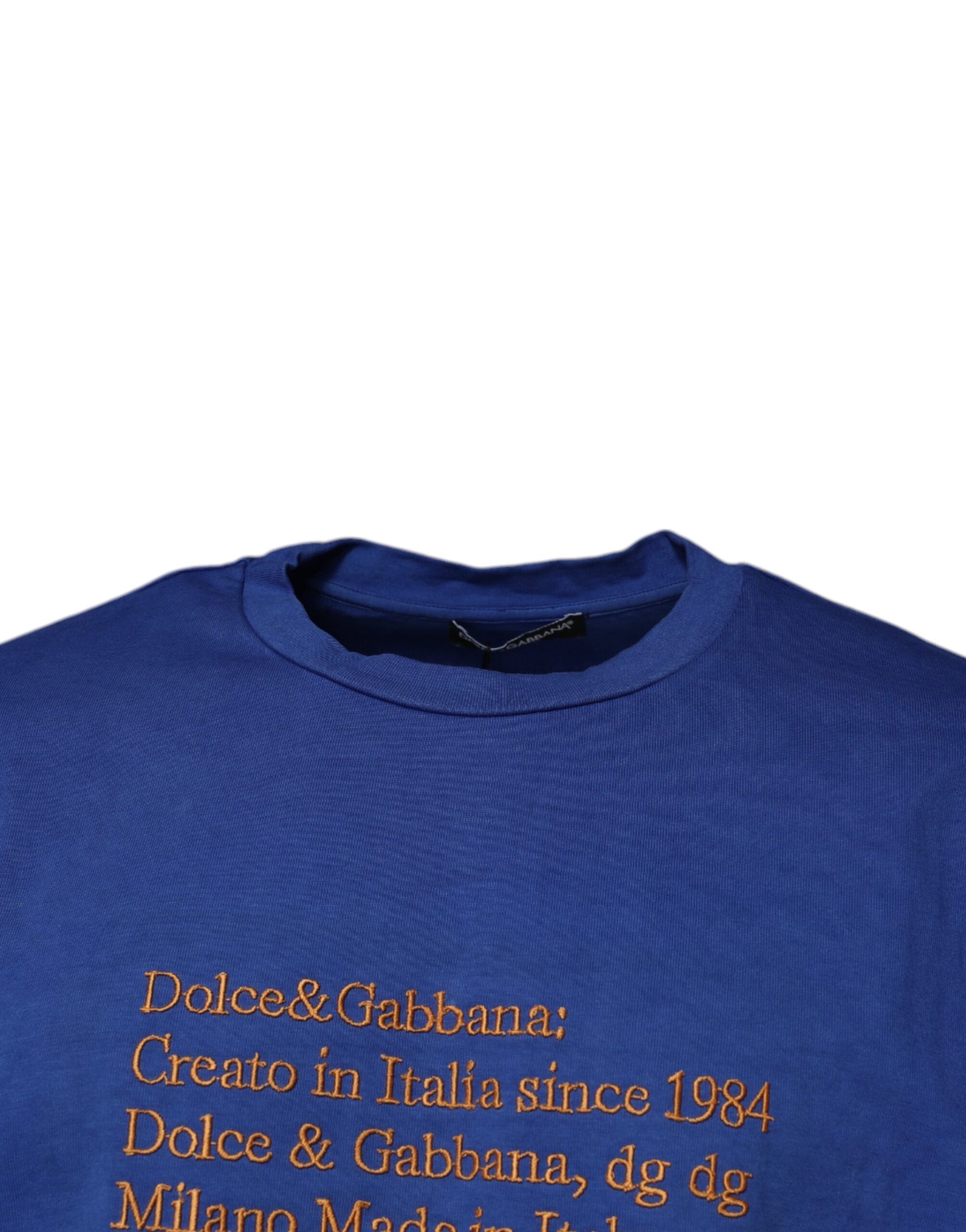 Dolce & Gabbana blue round neck cotton T-shirt with graphic print-3