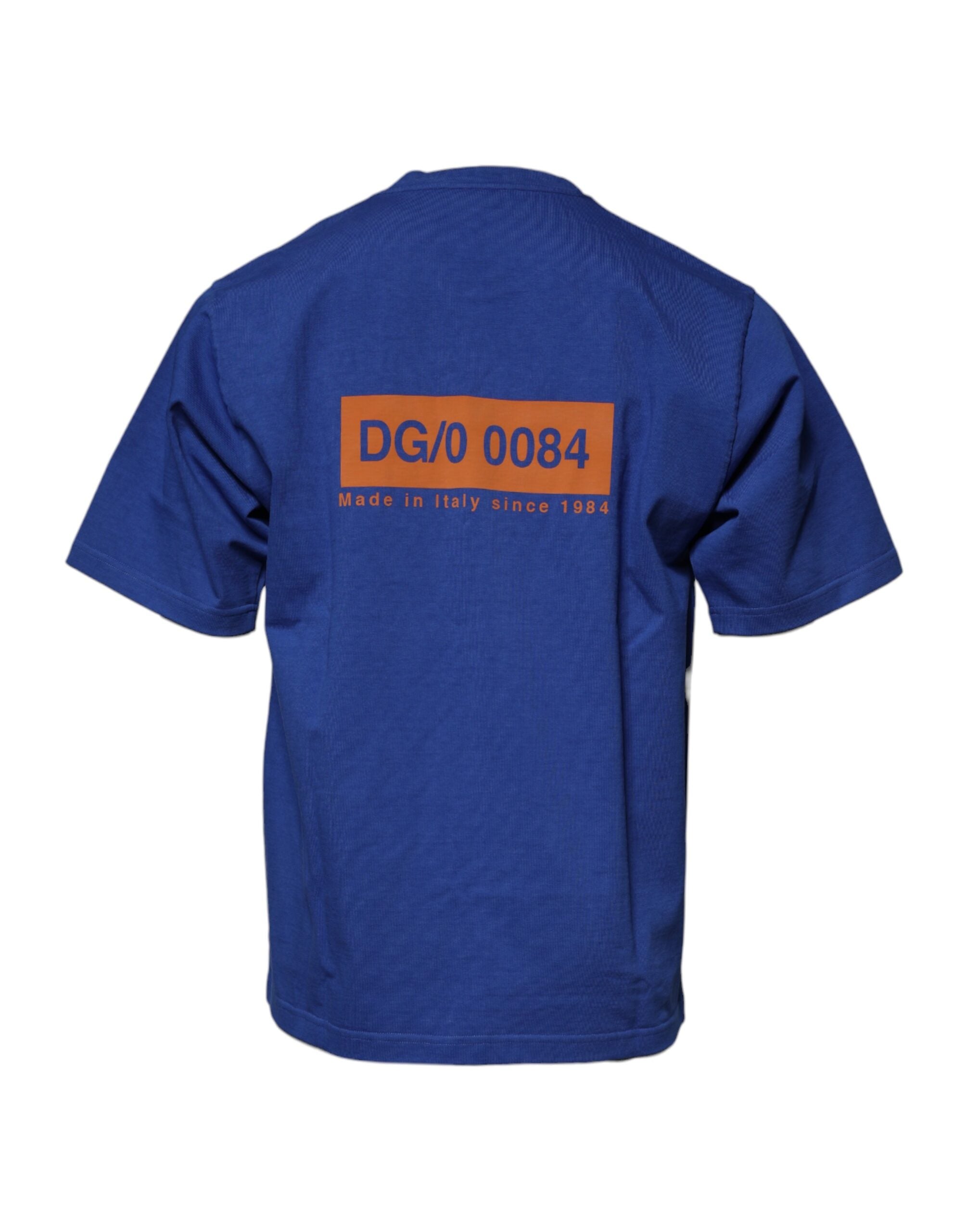 Dolce & Gabbana blue round neck cotton T-shirt with graphic print-5