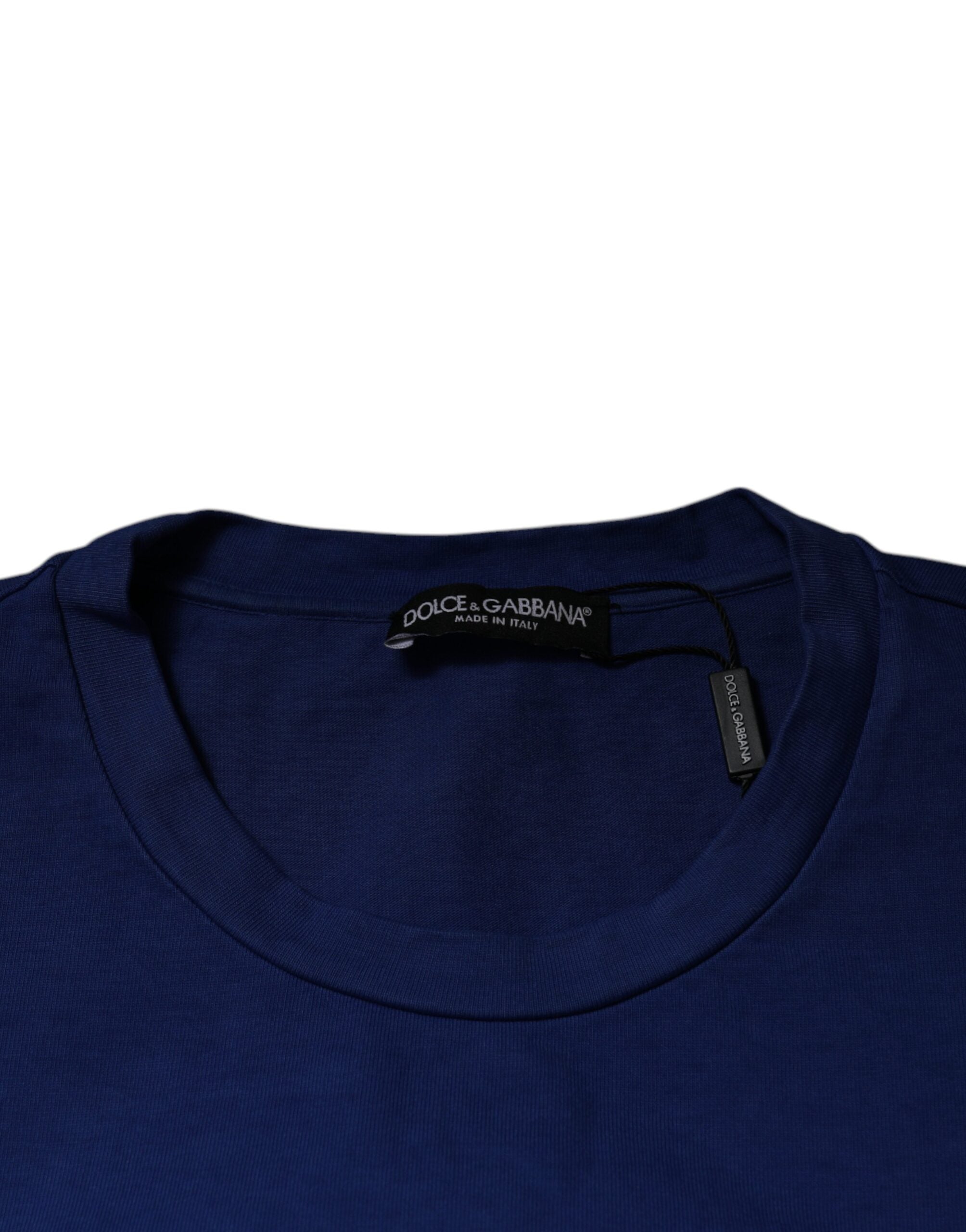 Dolce & Gabbana blue round neck cotton T-shirt with graphic print-6