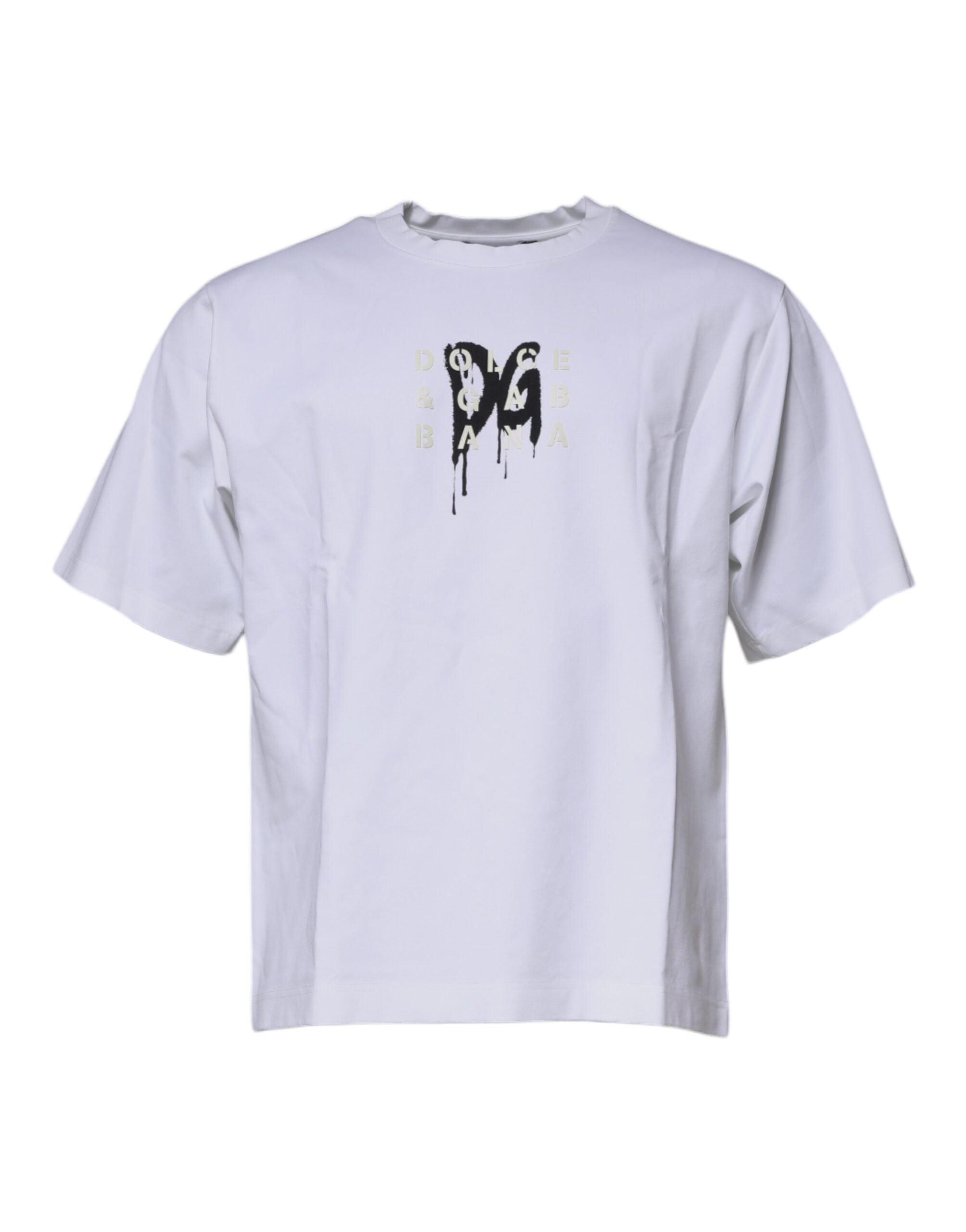 Camiseta blanca de algodón con cuello redondo y logotipo DG de Dolce & Gabbana-1