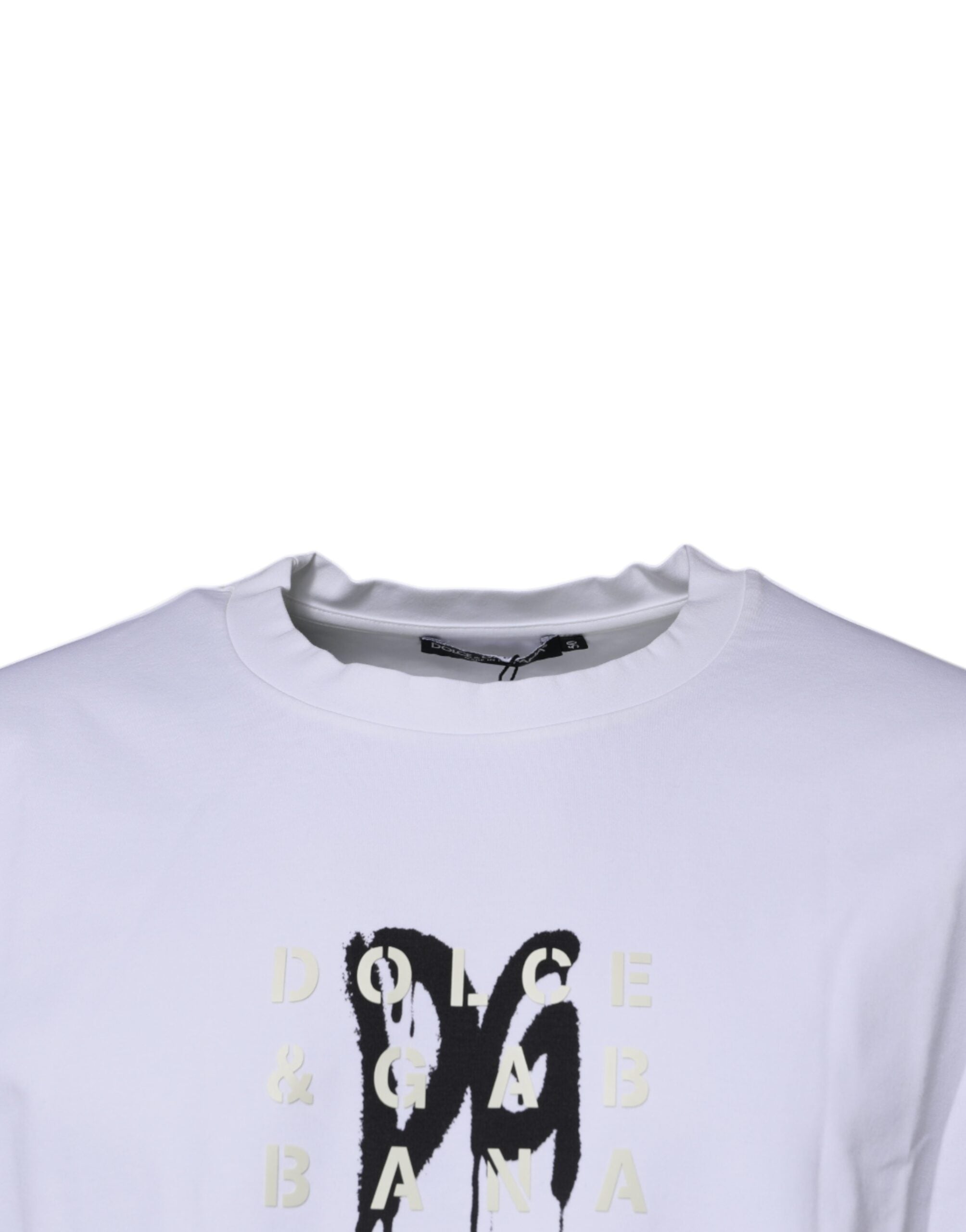 Camiseta blanca de algodón con cuello redondo y logotipo DG de Dolce & Gabbana-3