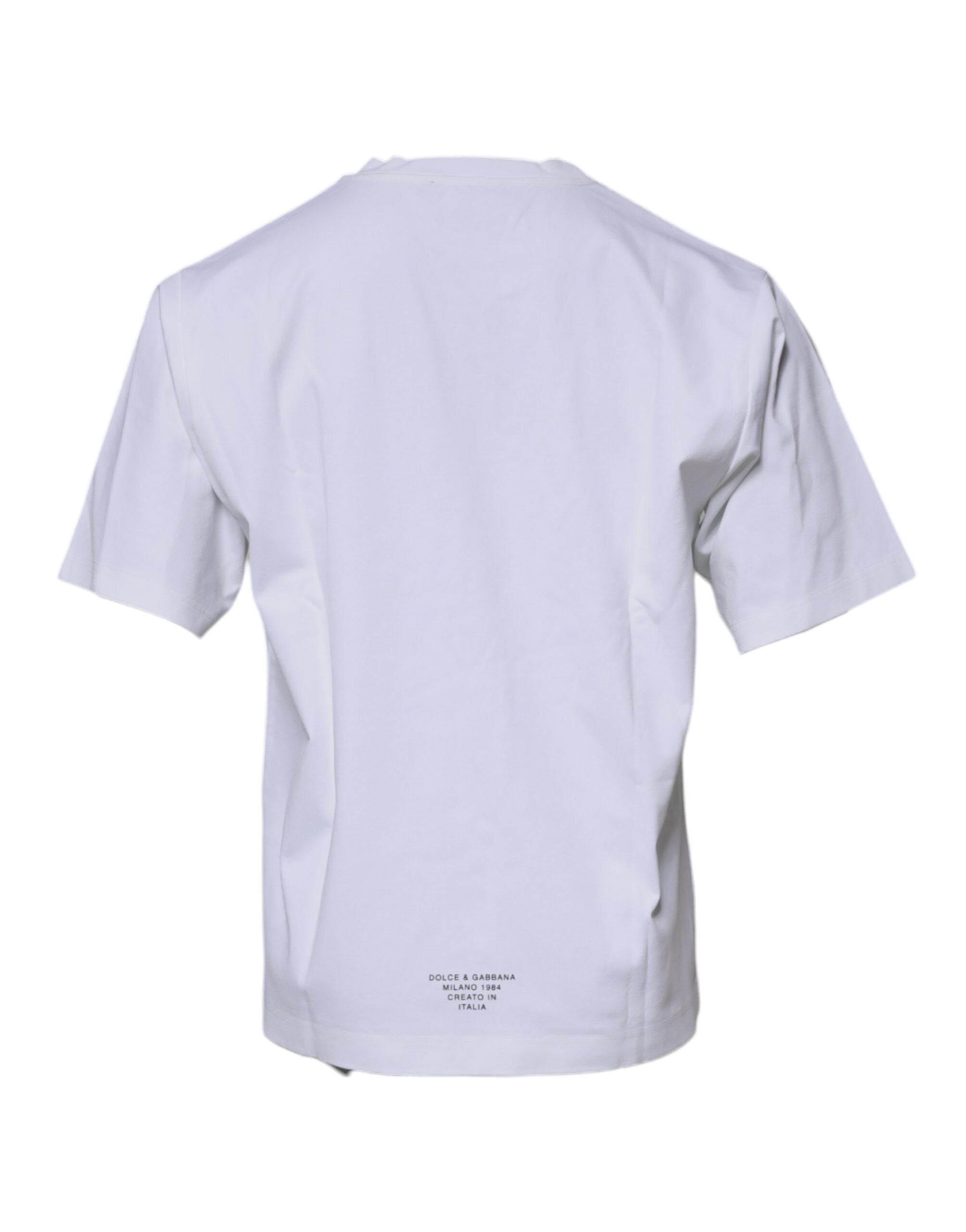 Camiseta blanca de algodón con cuello redondo y logotipo DG de Dolce & Gabbana-5