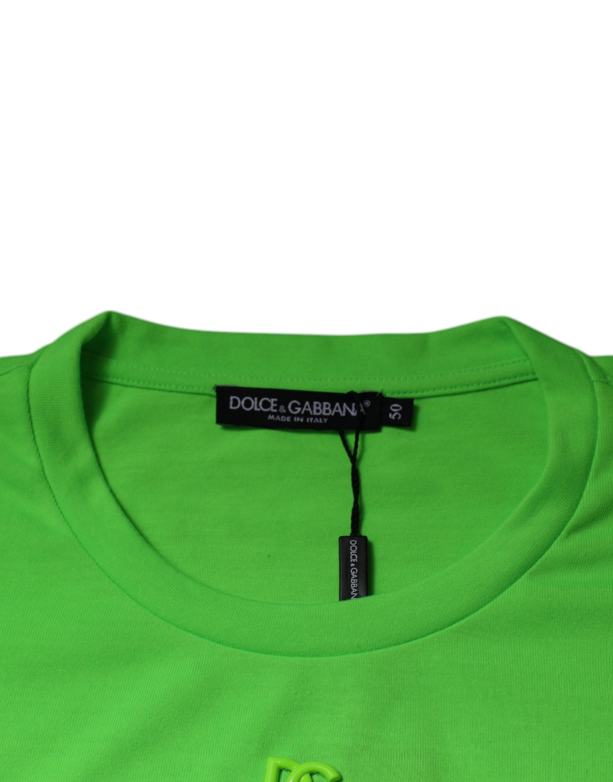 Dolce & Gabbana Green DG Logo Cotton T-Shirt with Crew Neck-6