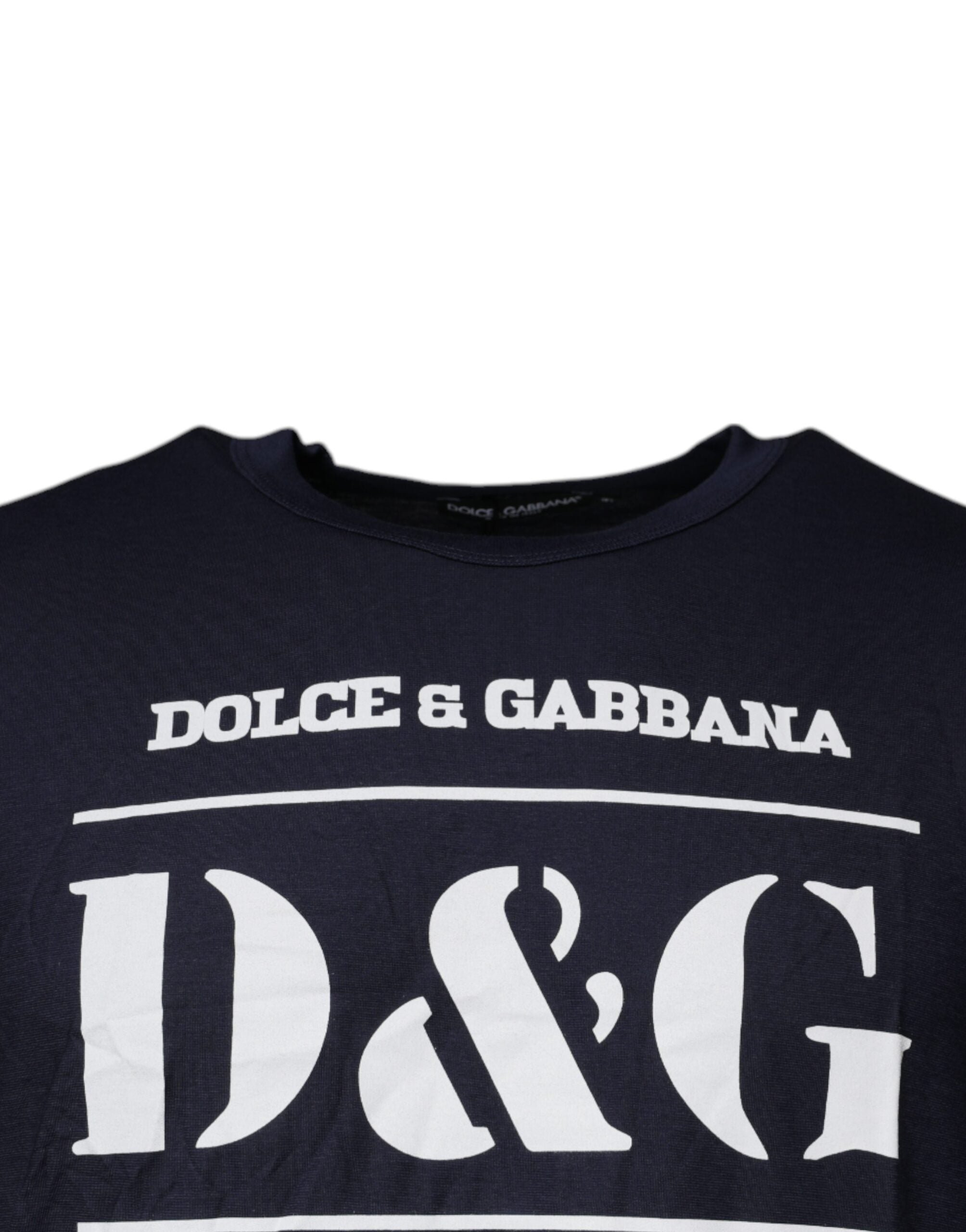 Camiseta azul de algodón con cuello redondo D&G King Of Love de Dolce & Gabbana-3