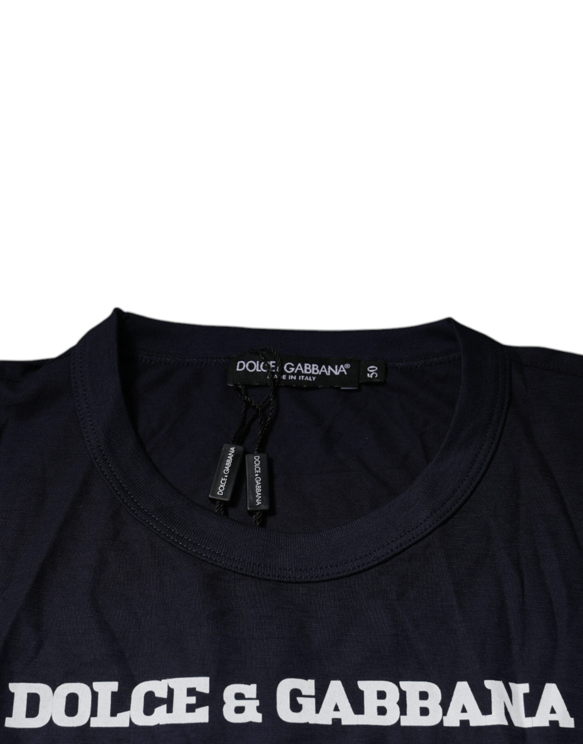 Camiseta azul de algodón con cuello redondo D&G King Of Love de Dolce & Gabbana-6