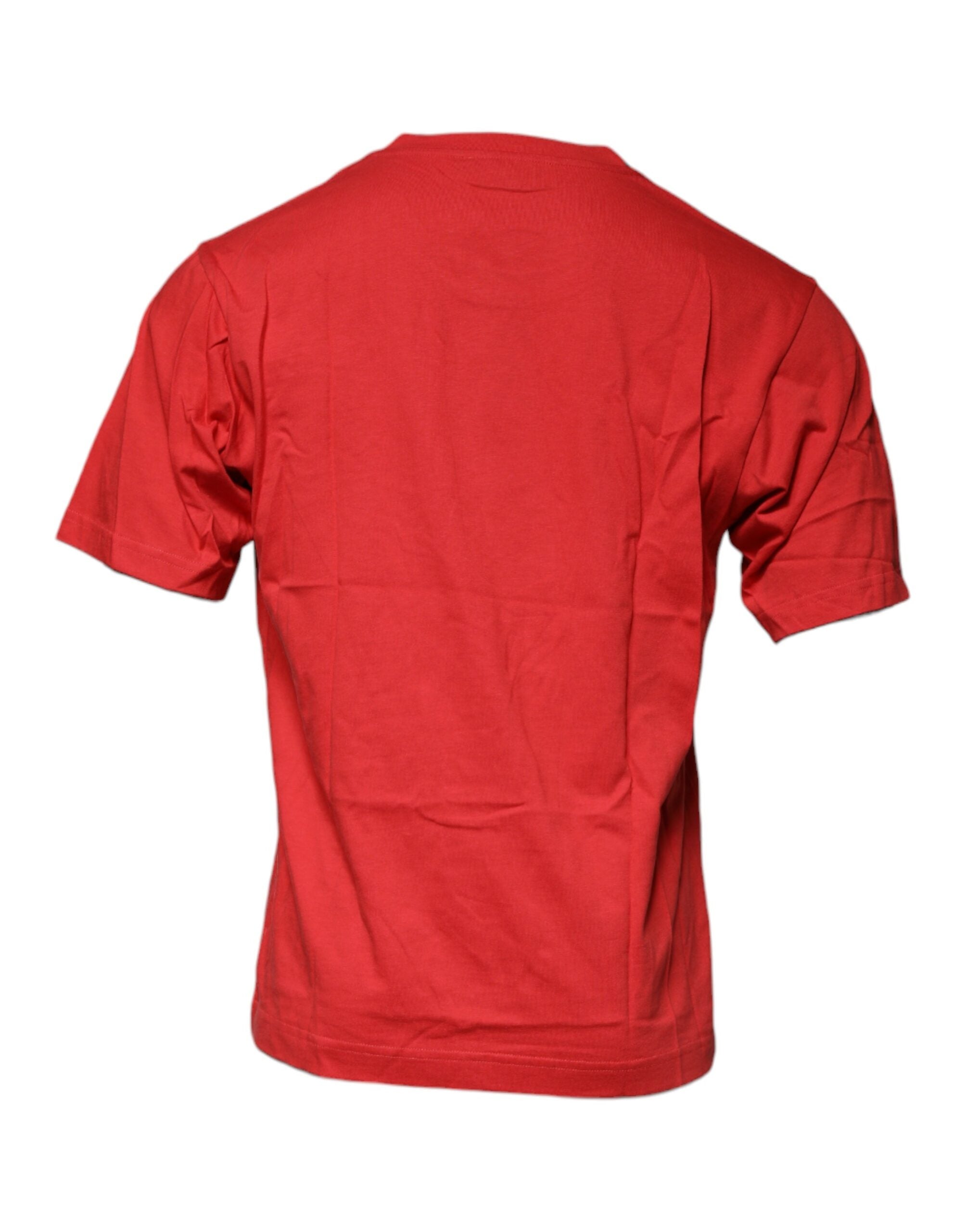 Dolce & Gabbana Red DG Logo Cotton T-Shirt with Round Neck-5