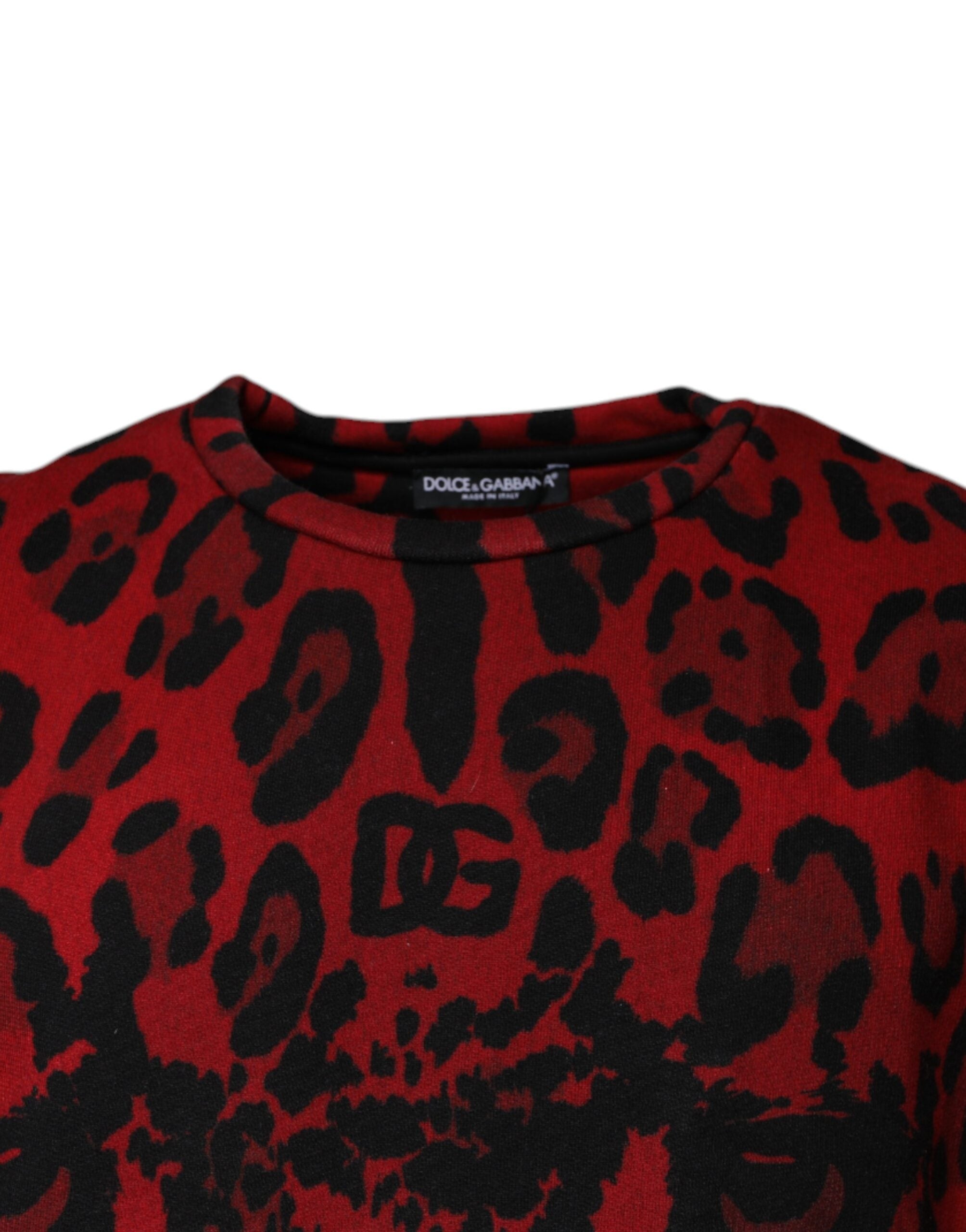 Dolce & Gabbana Red sleeveless cotton T-shirt with leopard print-3