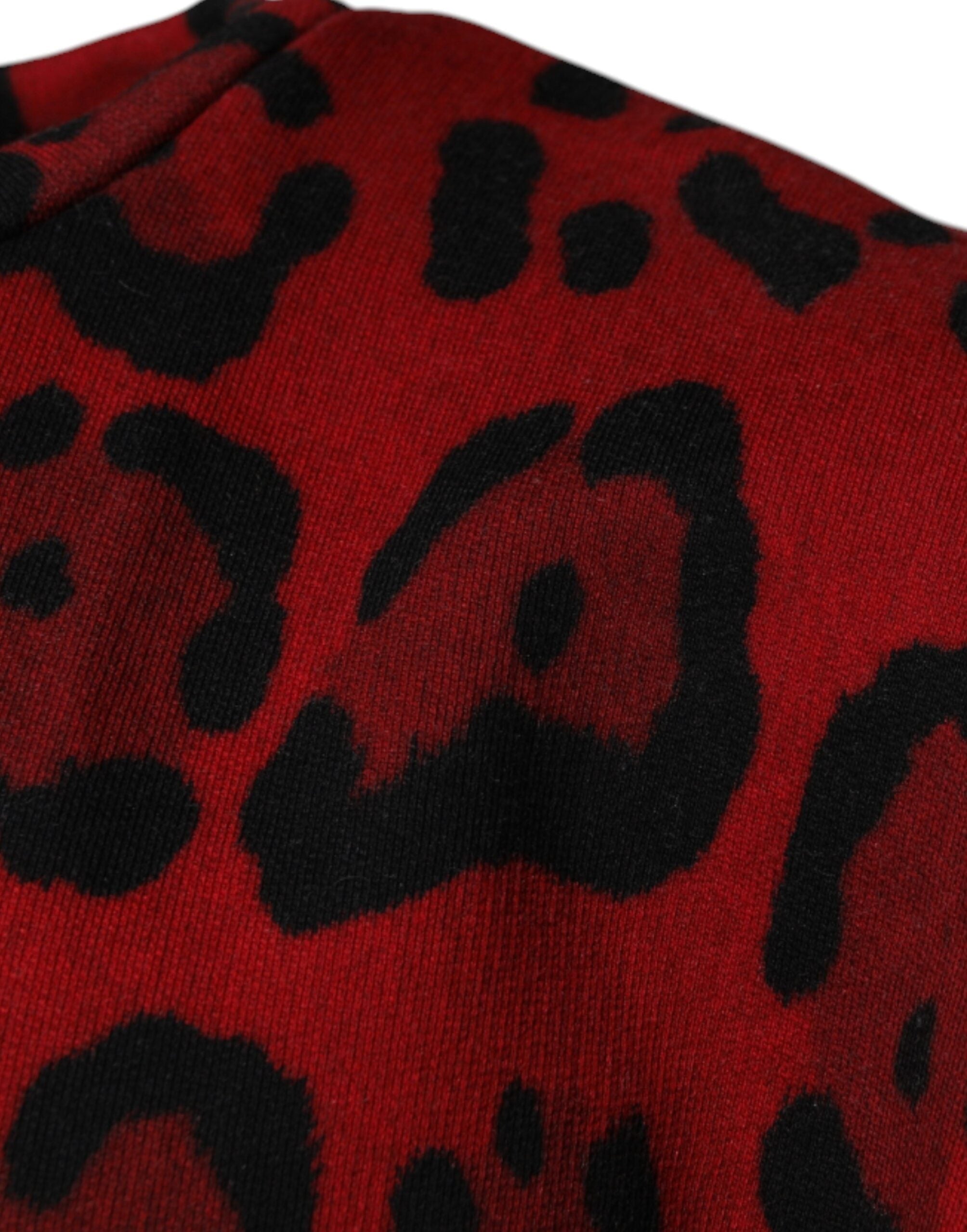Dolce & Gabbana Red sleeveless cotton T-shirt with leopard print-4