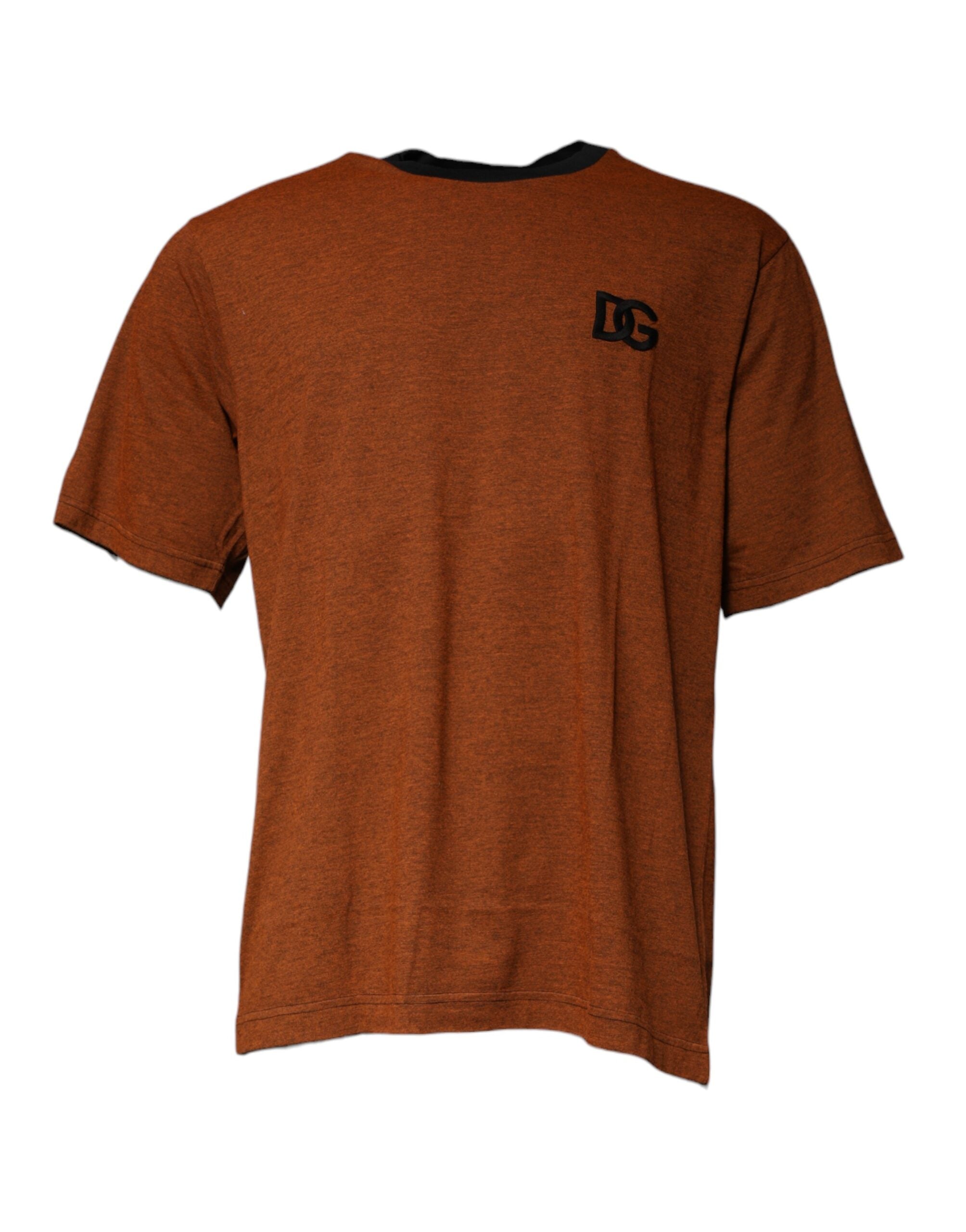 Dolce & Gabbana Brown DG Logo Cotton T-Shirt with Round Neck-1