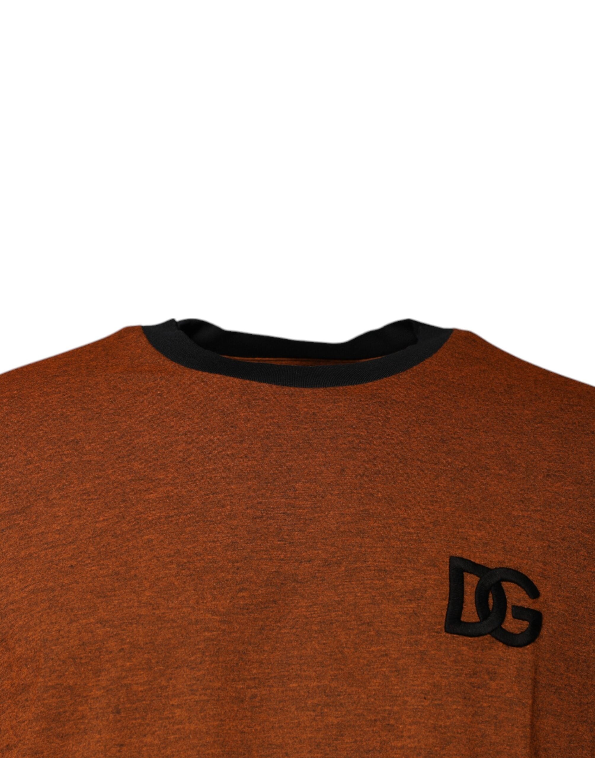 Dolce & Gabbana Brown DG Logo Cotton T-Shirt with Round Neck-3