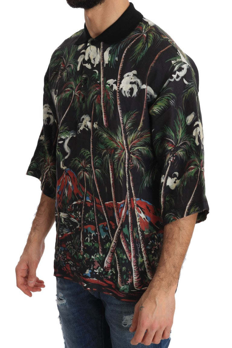 Dolce & Gabbana Black Volcano Sicily Short Sleeve T-Shirt-3