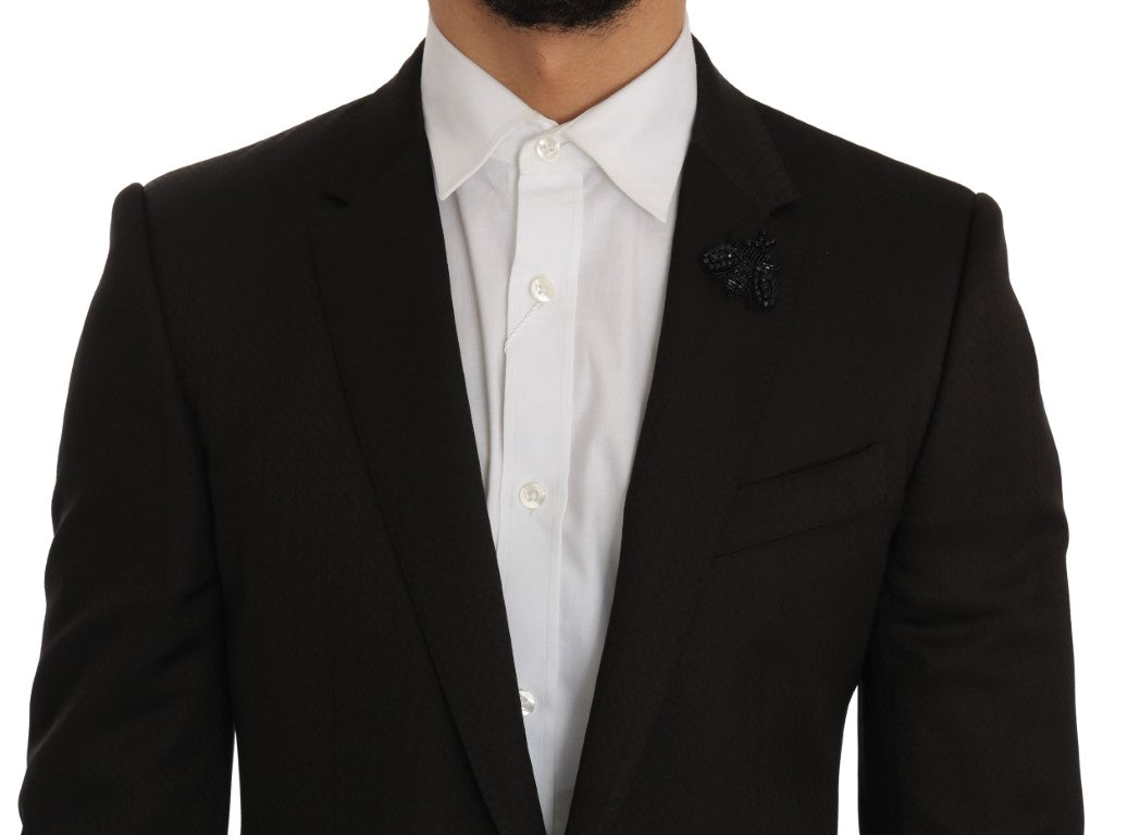 Dolce & Gabbana Brown Wool Crystal Bee Slim Fit MARTINI-2