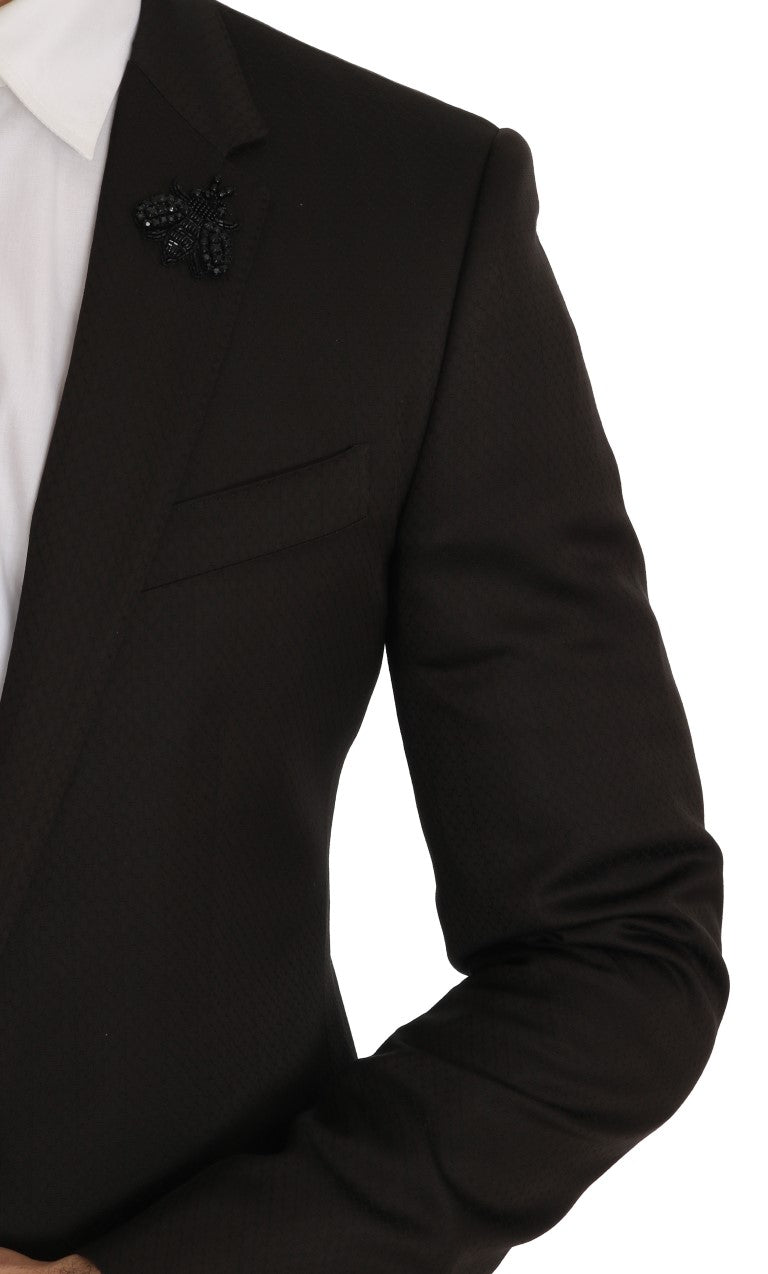 Dolce & Gabbana Brown Wool Crystal Bee Slim Fit MARTINI-3