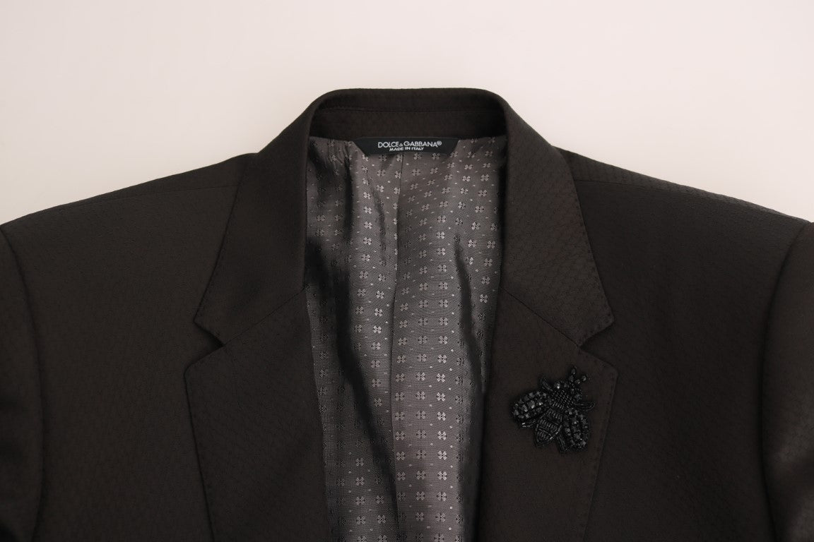 Dolce & Gabbana Brown Wool Crystal Bee Slim Fit MARTINI-7