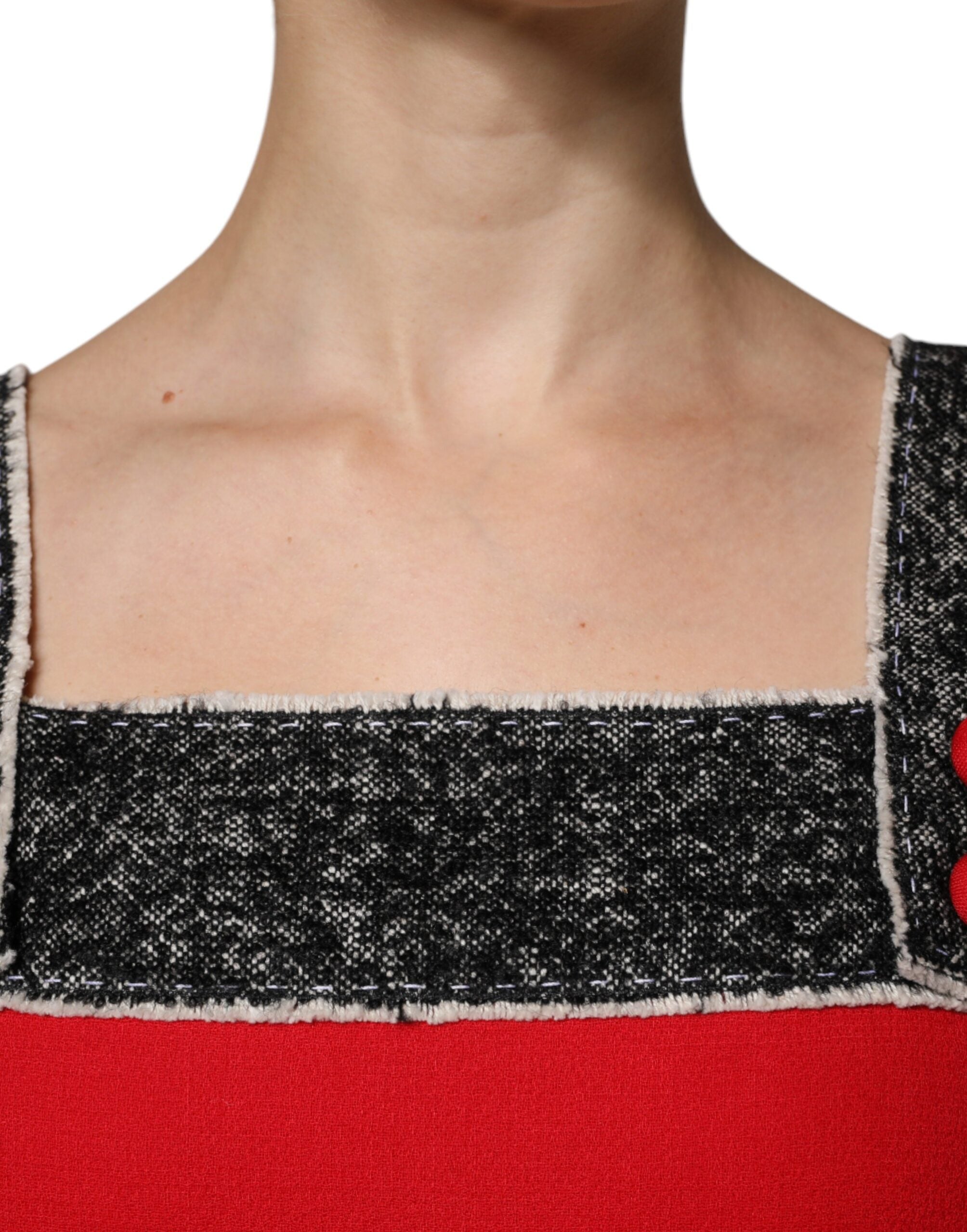 Dolce & Gabbana red sleeveless wool mini dress in a flared A-line silhouette-5