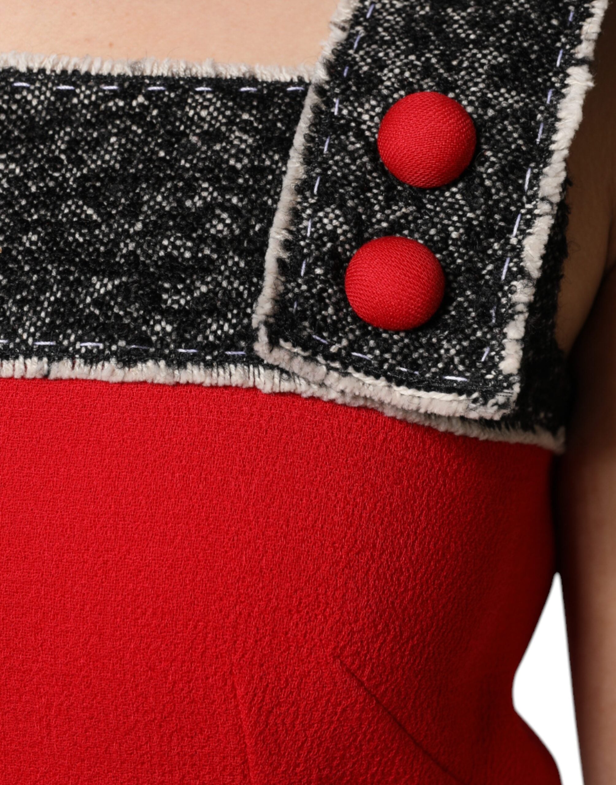 Dolce & Gabbana red sleeveless wool mini dress in a flared A-line silhouette-6