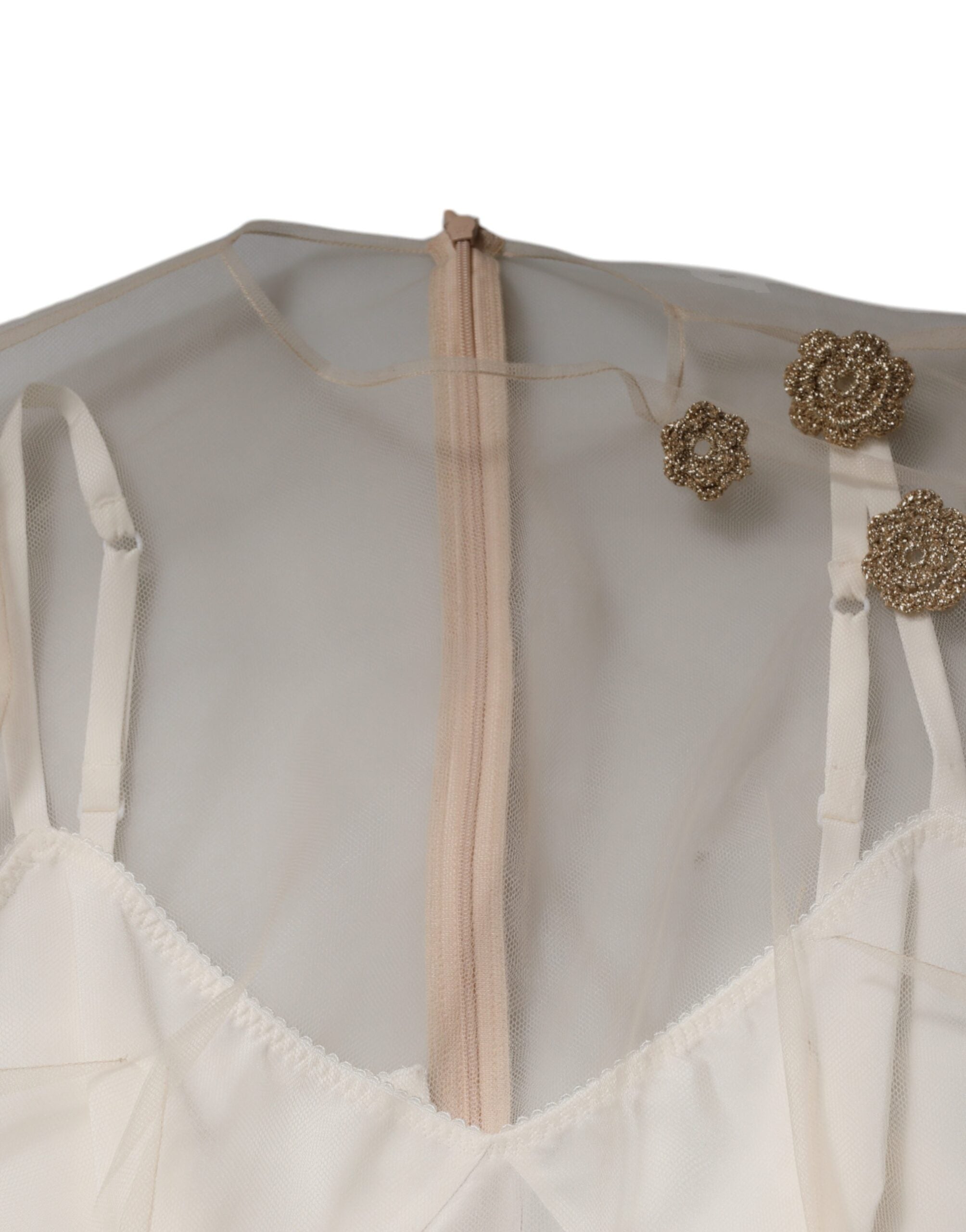 Dolce & Gabbana Weißes durchsichtiges Tüll-Bustier Bodycon Midikleid-7