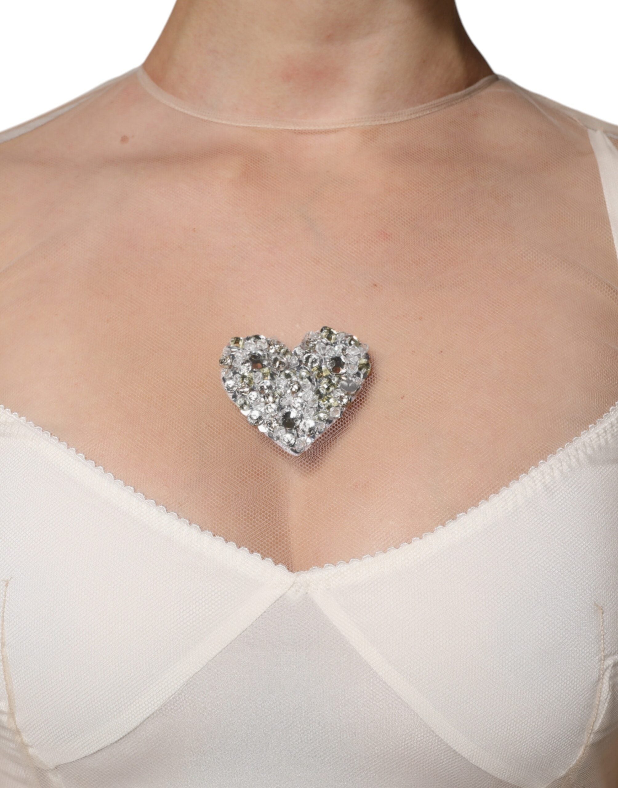 Dolce & Gabbana Weißes durchsichtiges Tüll-Bustier Bodycon Midikleid-5
