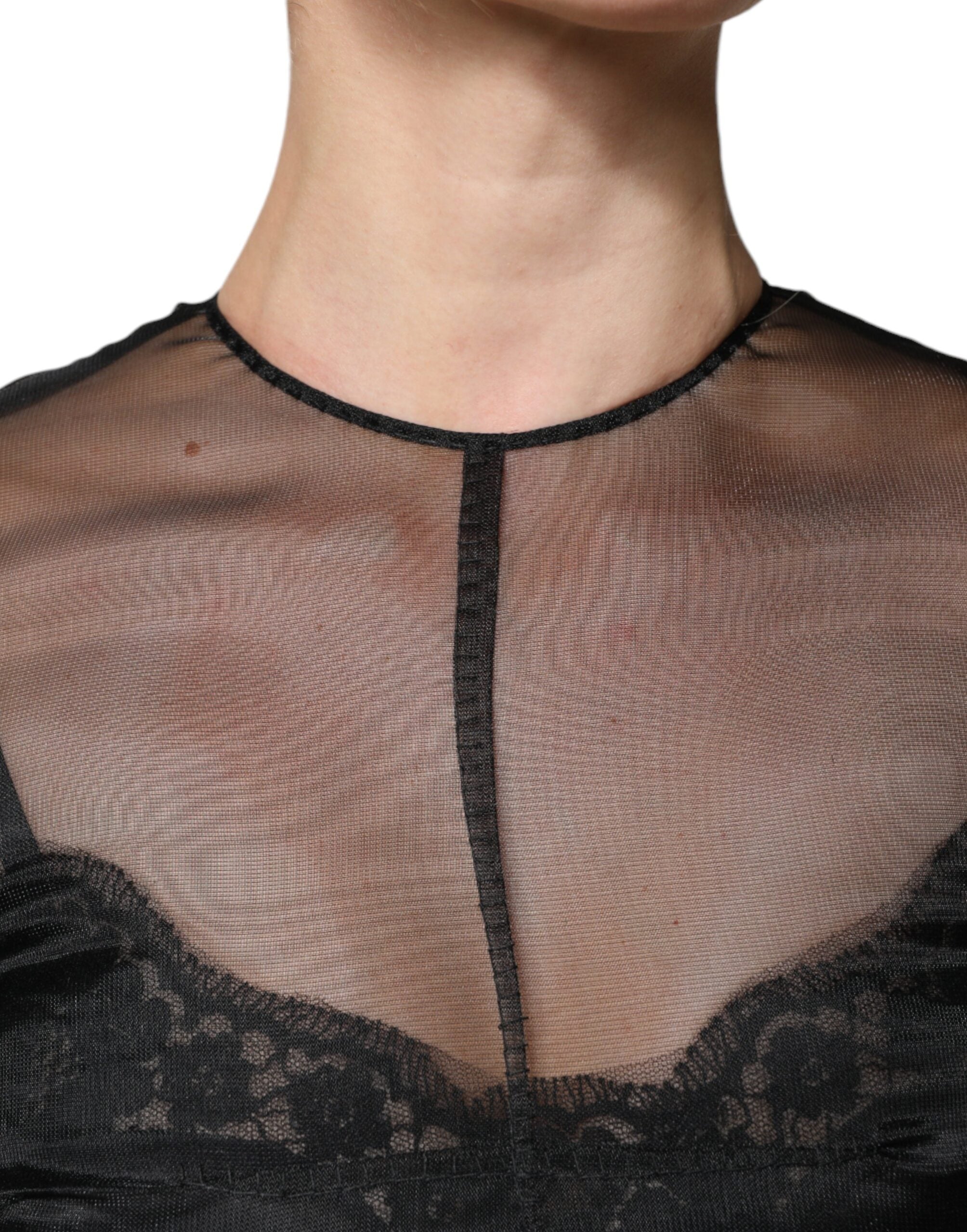 Vestido de cóctel midi de tul negro de Dolce & Gabbana-5
