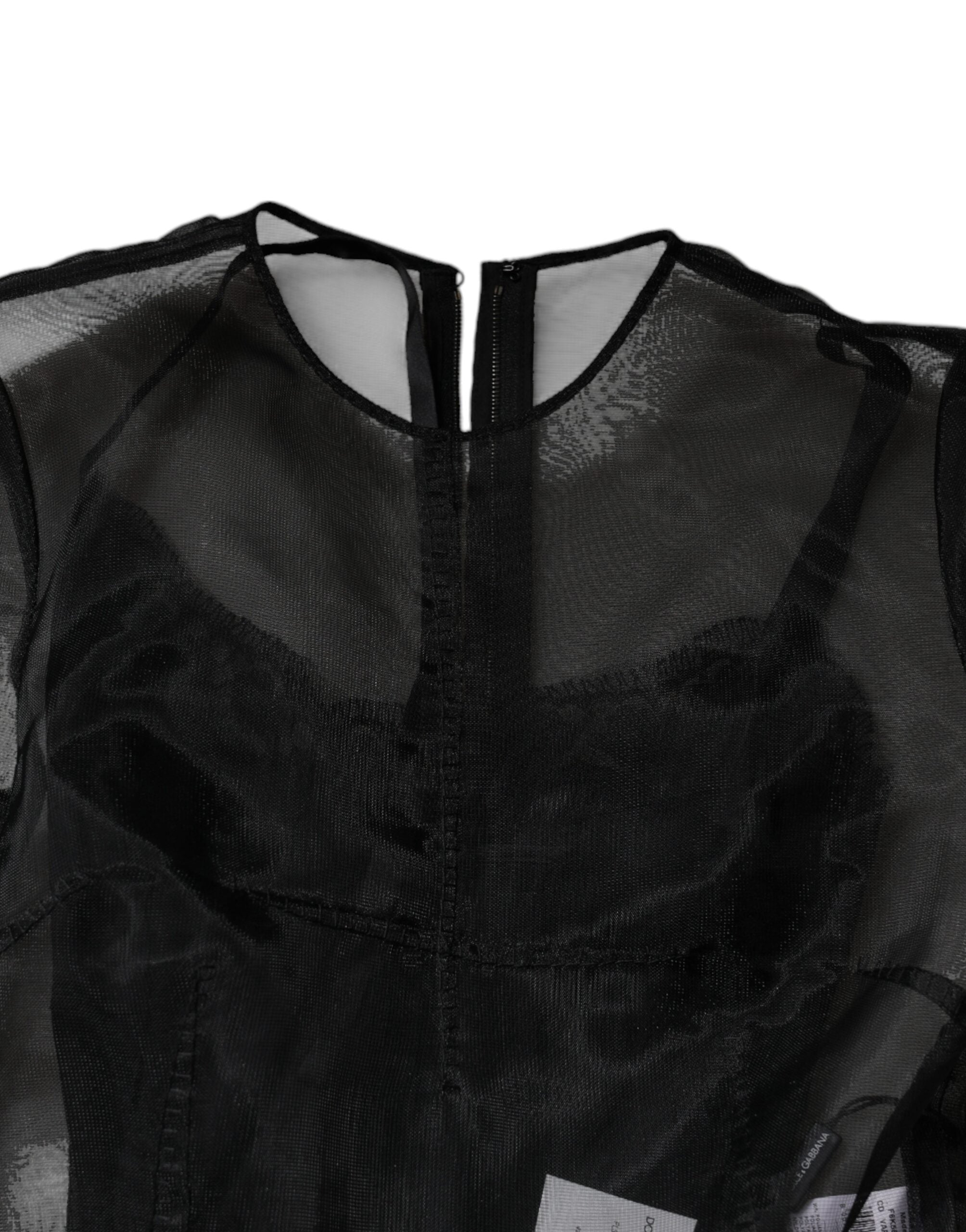 Vestido de cóctel midi de tul negro de Dolce & Gabbana-6