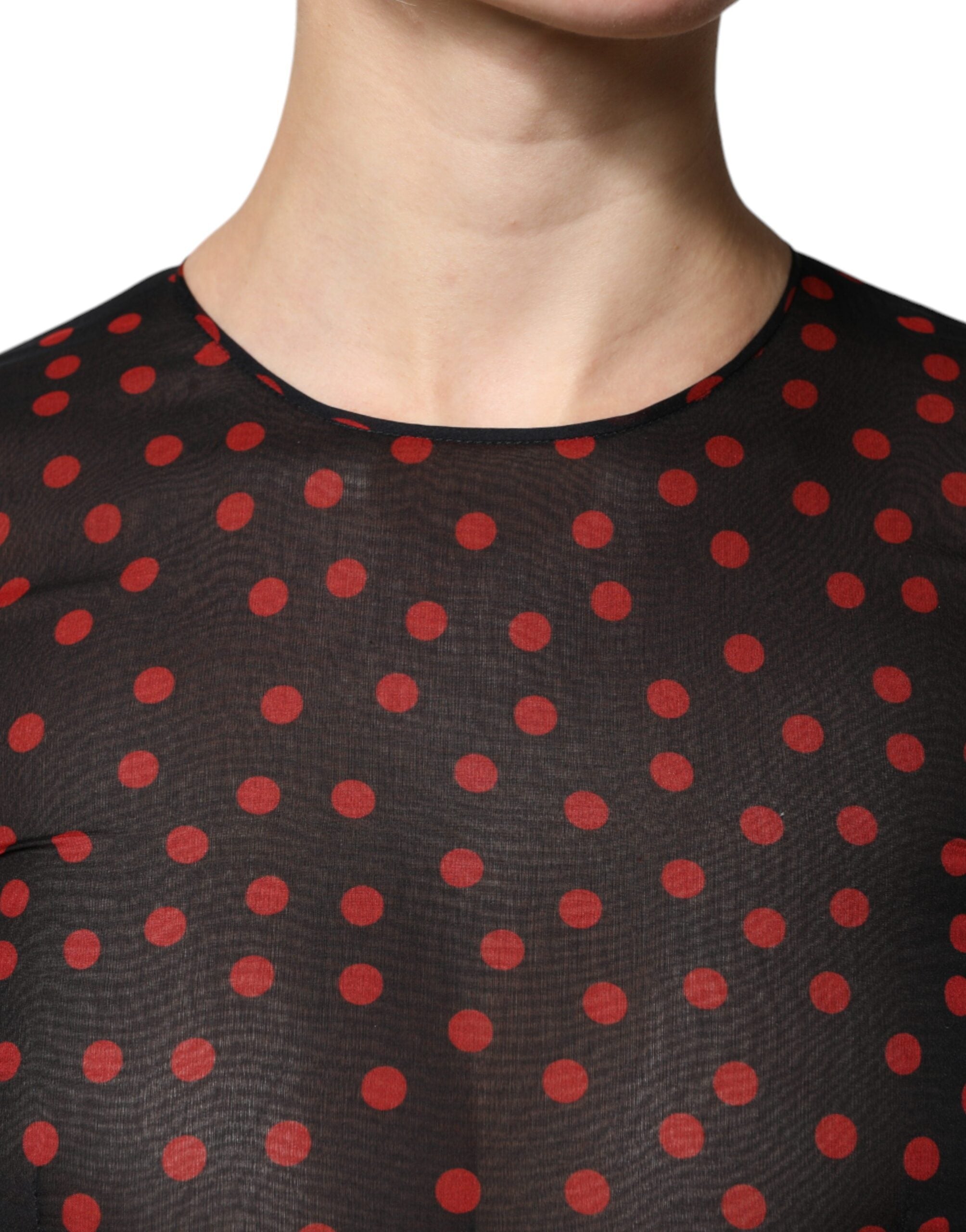 Dolce & Gabbana black and red polka dot layered silk midi dress-5