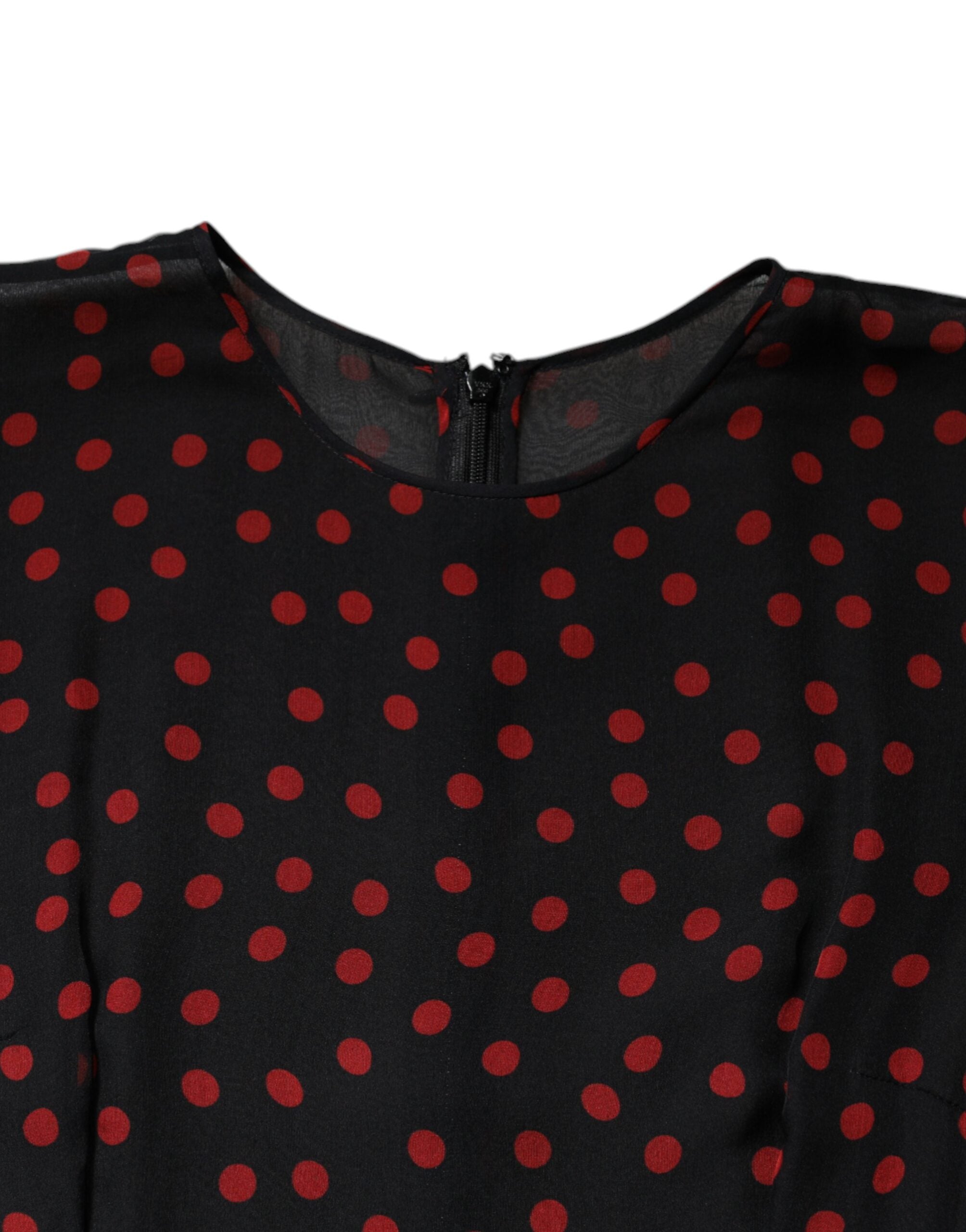 Dolce & Gabbana black and red polka dot layered silk midi dress-6