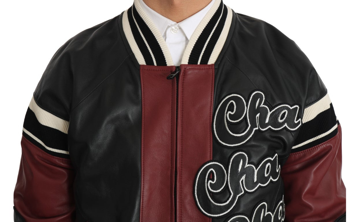 Dolce & Gabbana Leather Club Lounge Black Red Jacket-2