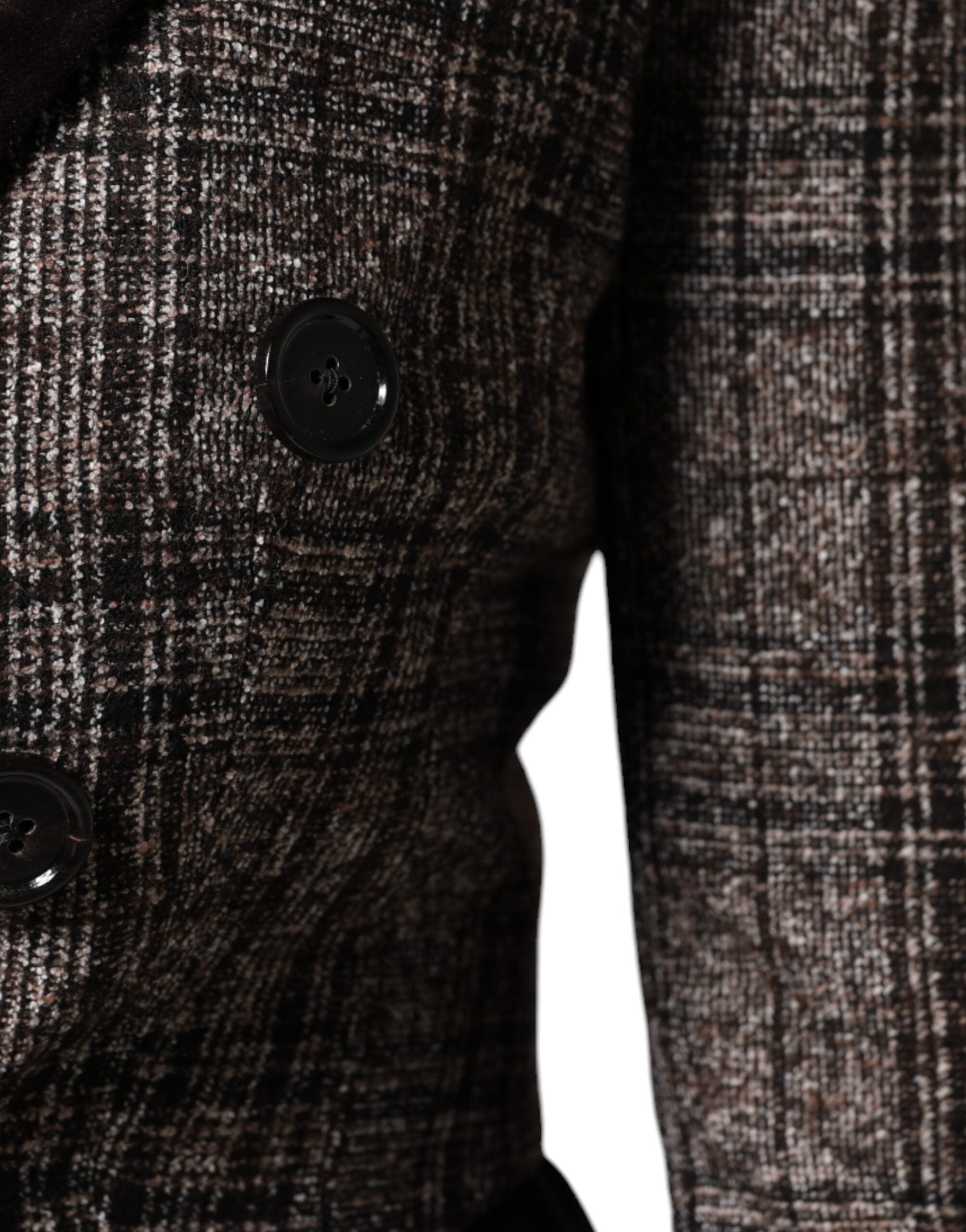 Dolce & Gabbana Brauner karierter Mantel mit langen Ärmeln und verkürzter Jacke-6