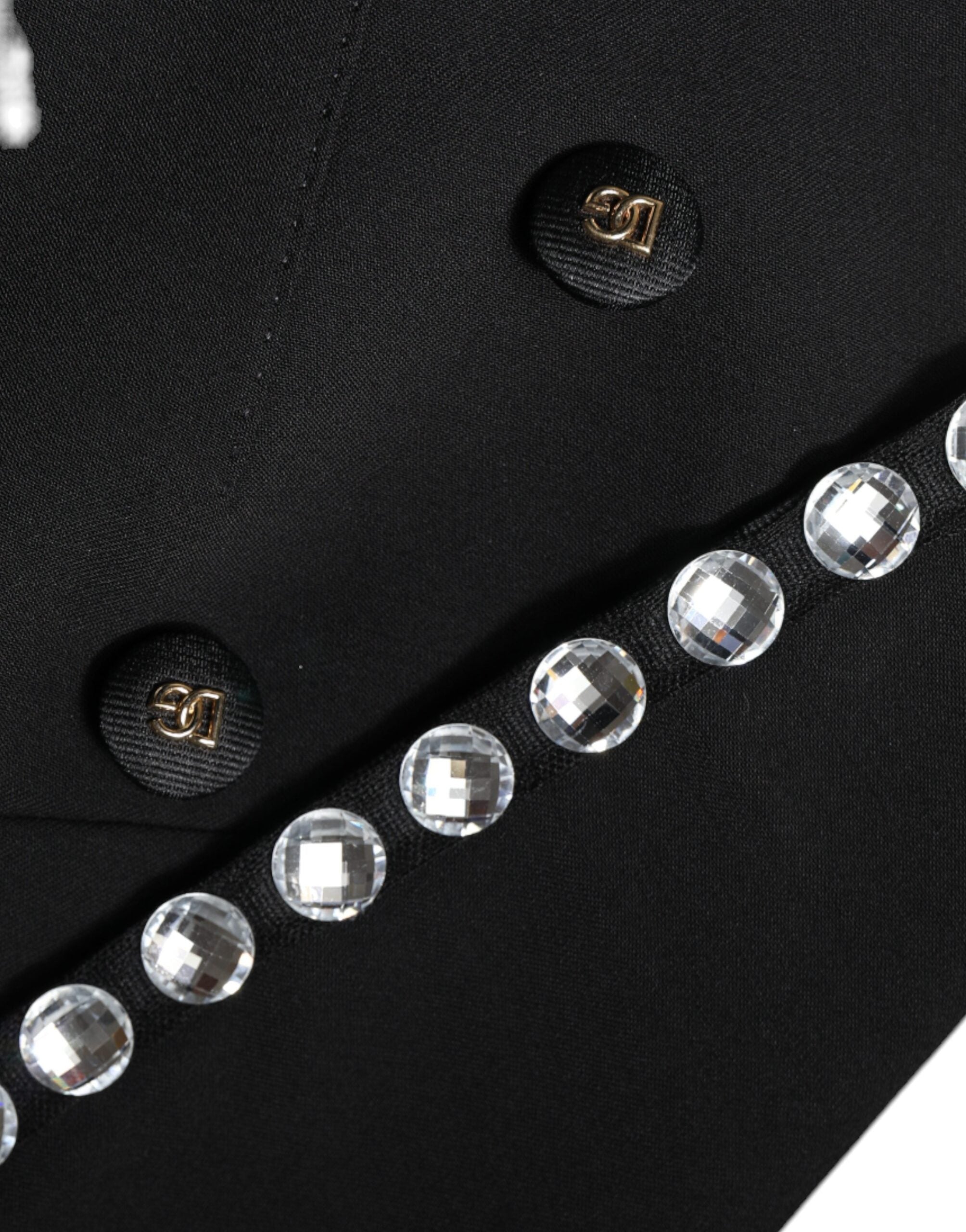 Dolce & Gabbana Black Crystal Double Breasted Blazer Jacket-8