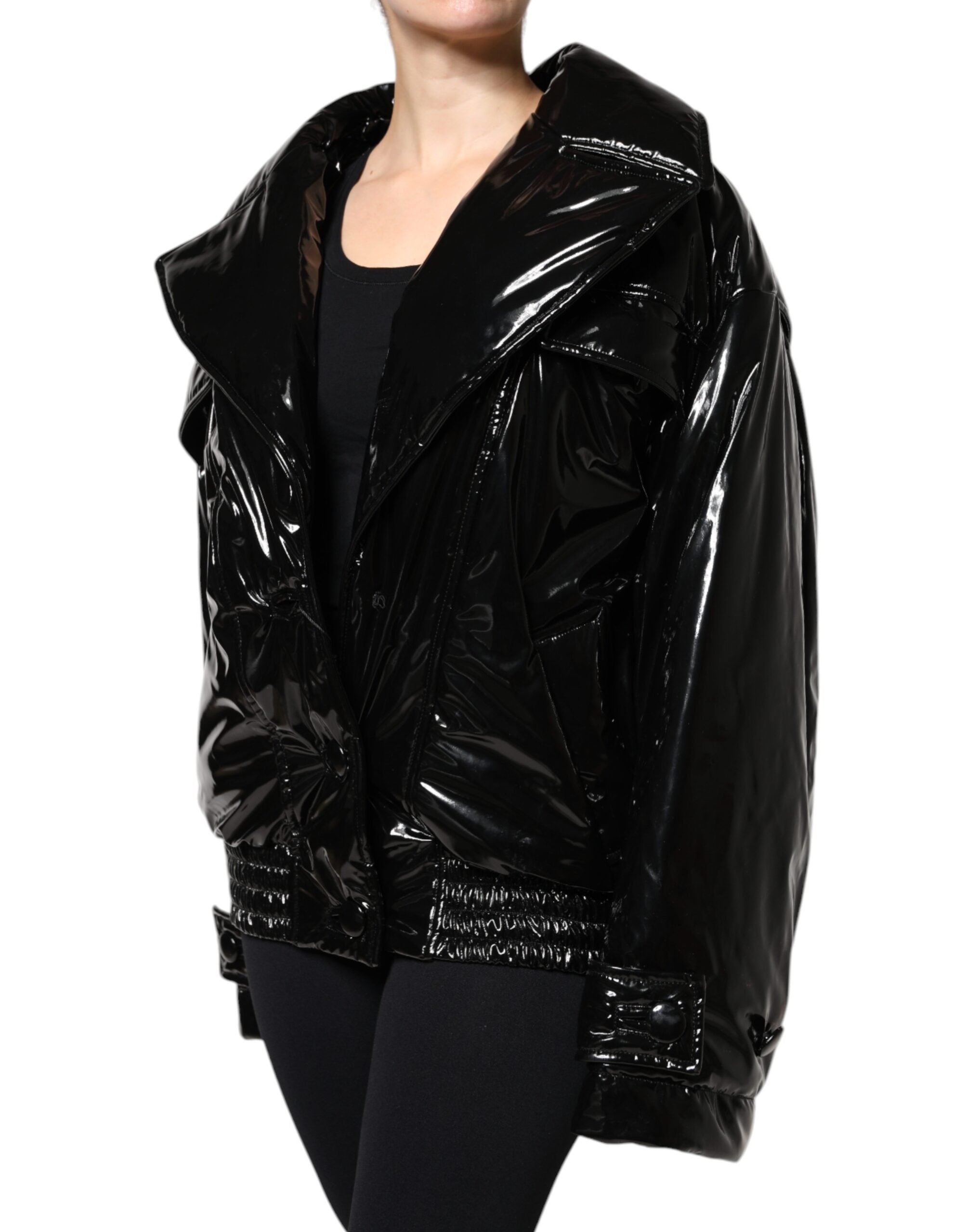Dolce & Gabbana Black polyester blouson jacket with button placket-3