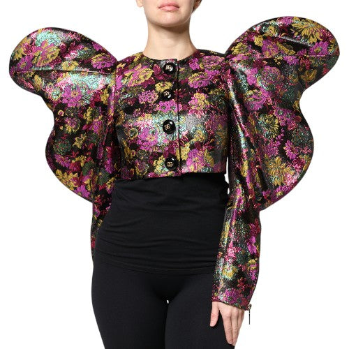 Dolce & Gabbana cropped jacket in multicolored floral jacquard