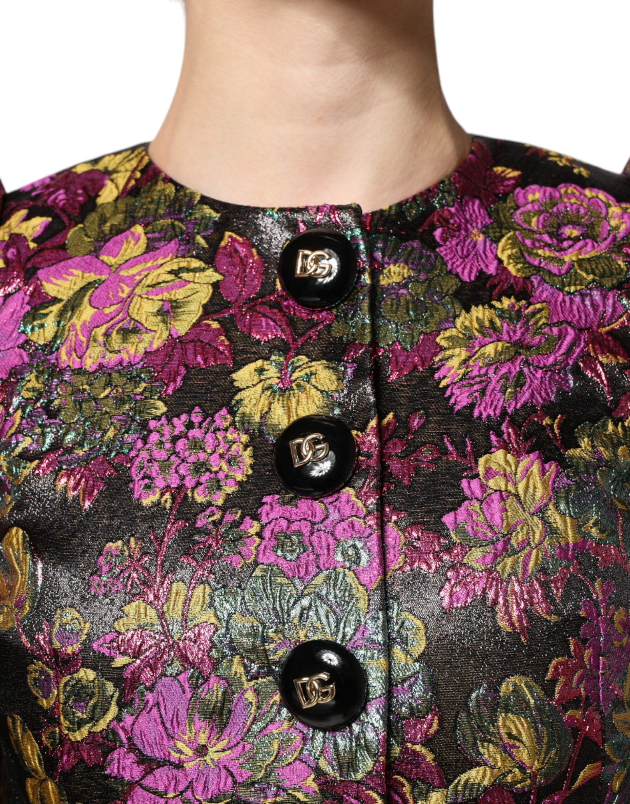 Chaqueta corta Dolce & Gabbana en jacquard floral multicolor-4