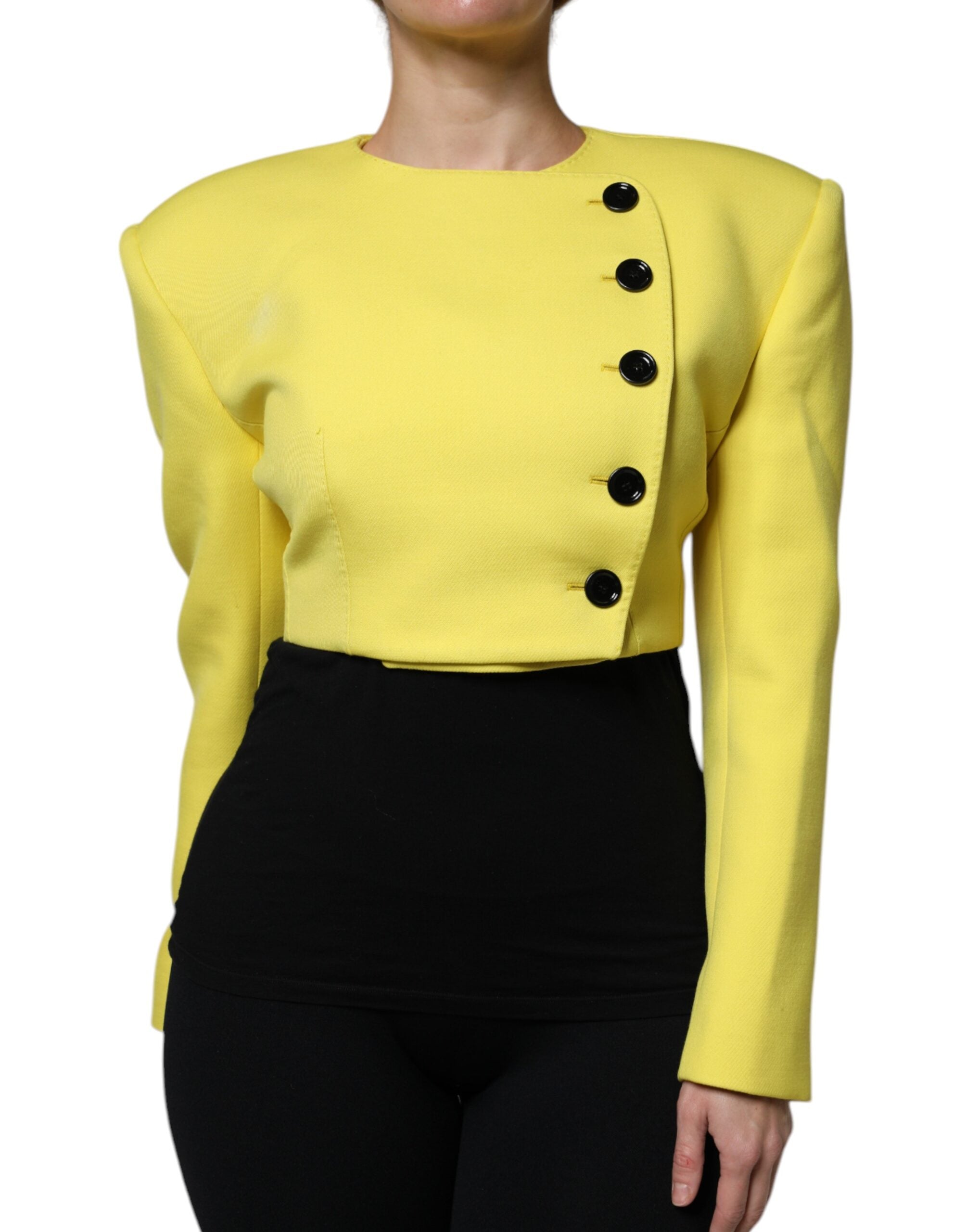 Dolce & Gabbana lemon yellow wool coat with long sleeves and split jacket-2