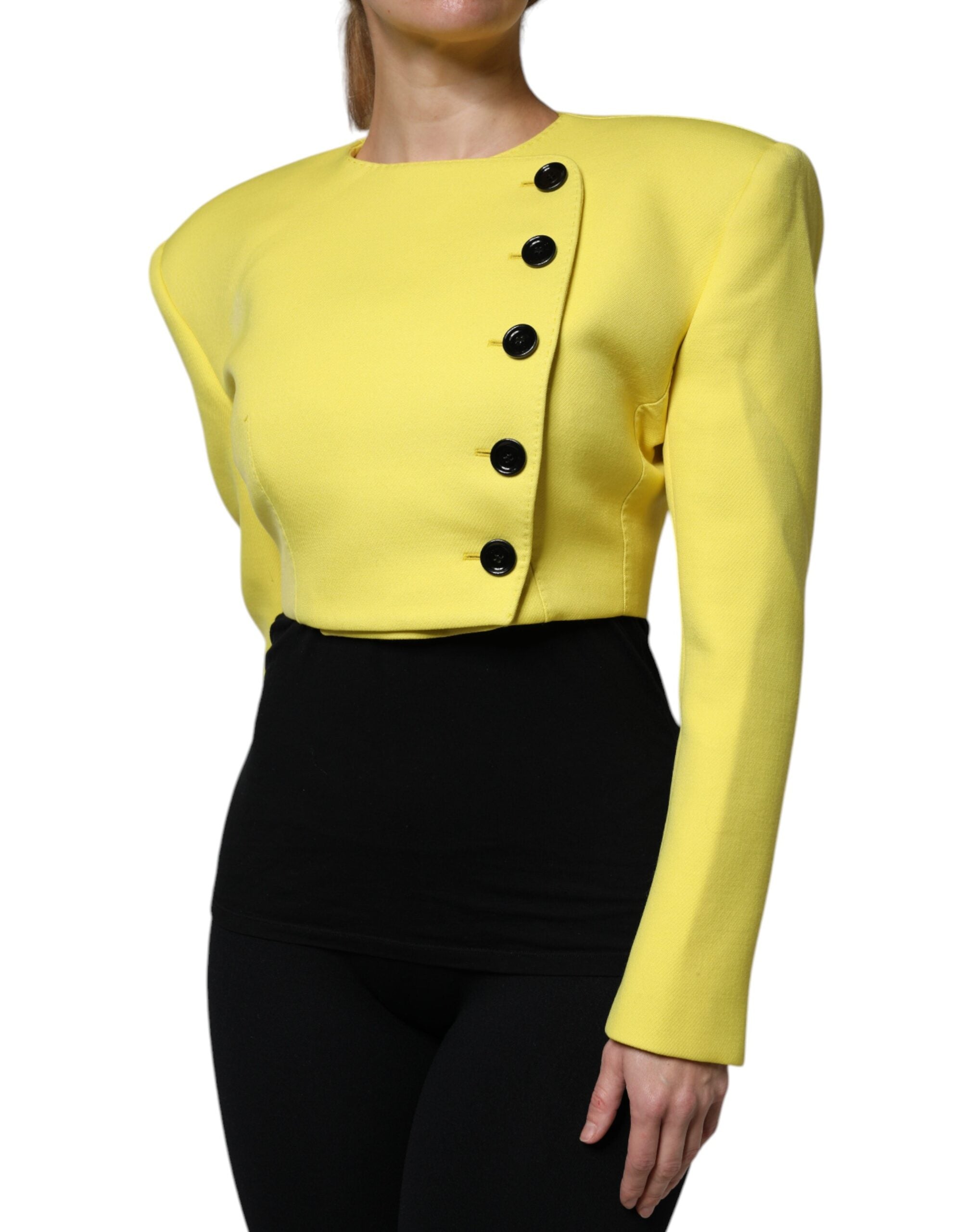 Dolce & Gabbana lemon yellow wool coat with long sleeves and split jacket-3