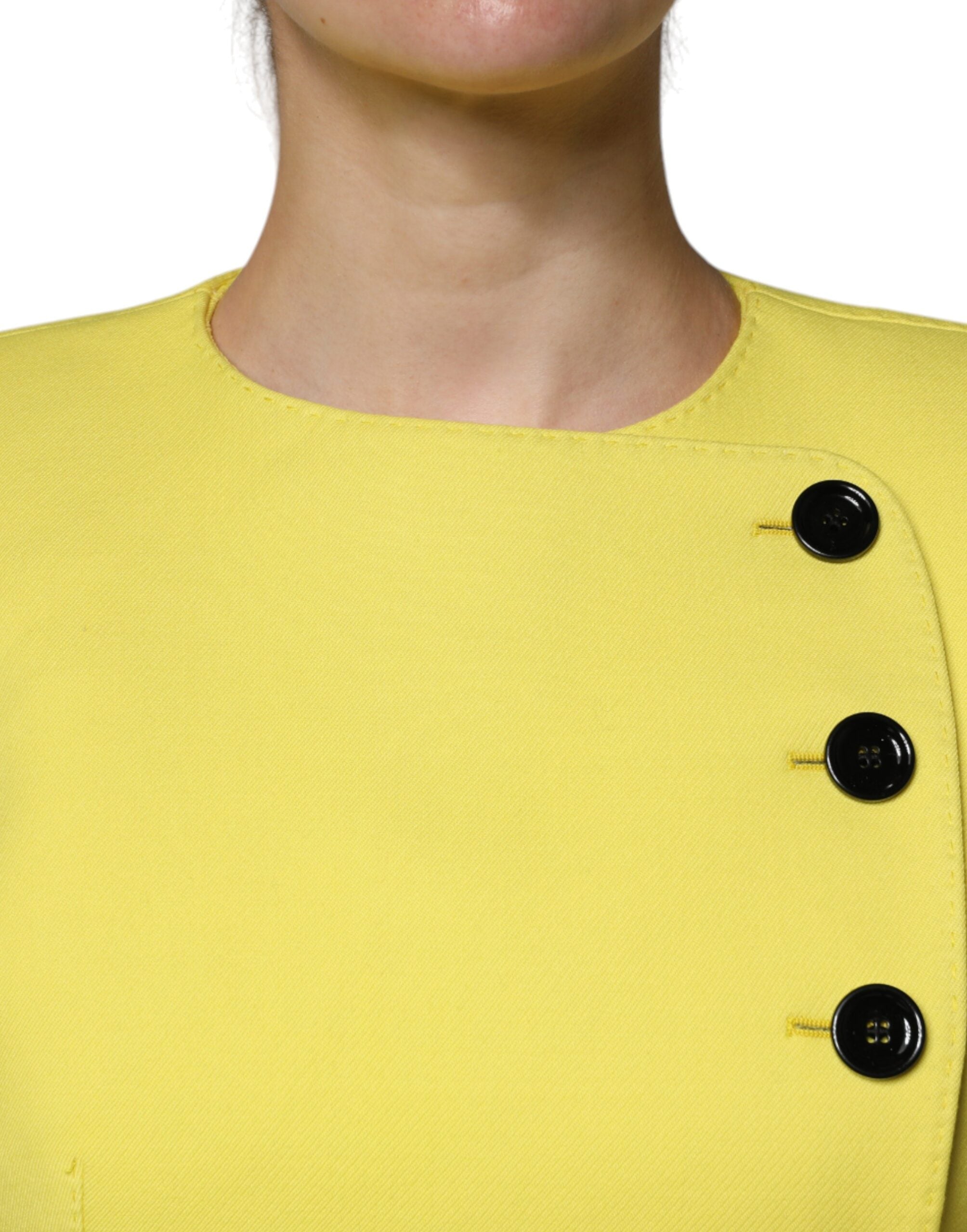 Dolce & Gabbana lemon yellow wool coat with long sleeves and split jacket-5