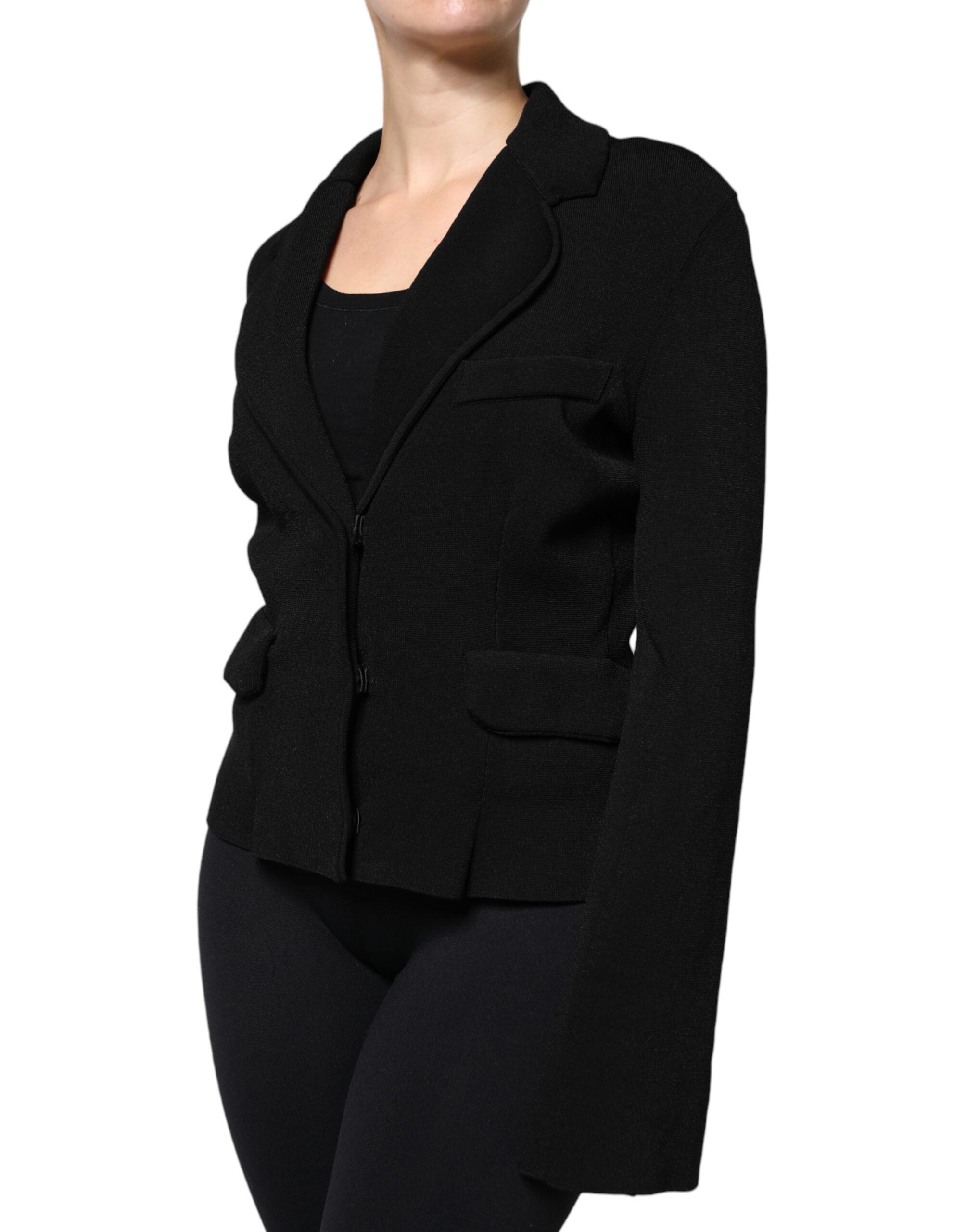 Dolce & Gabbana black single-breasted blazer jacket in viscose-3