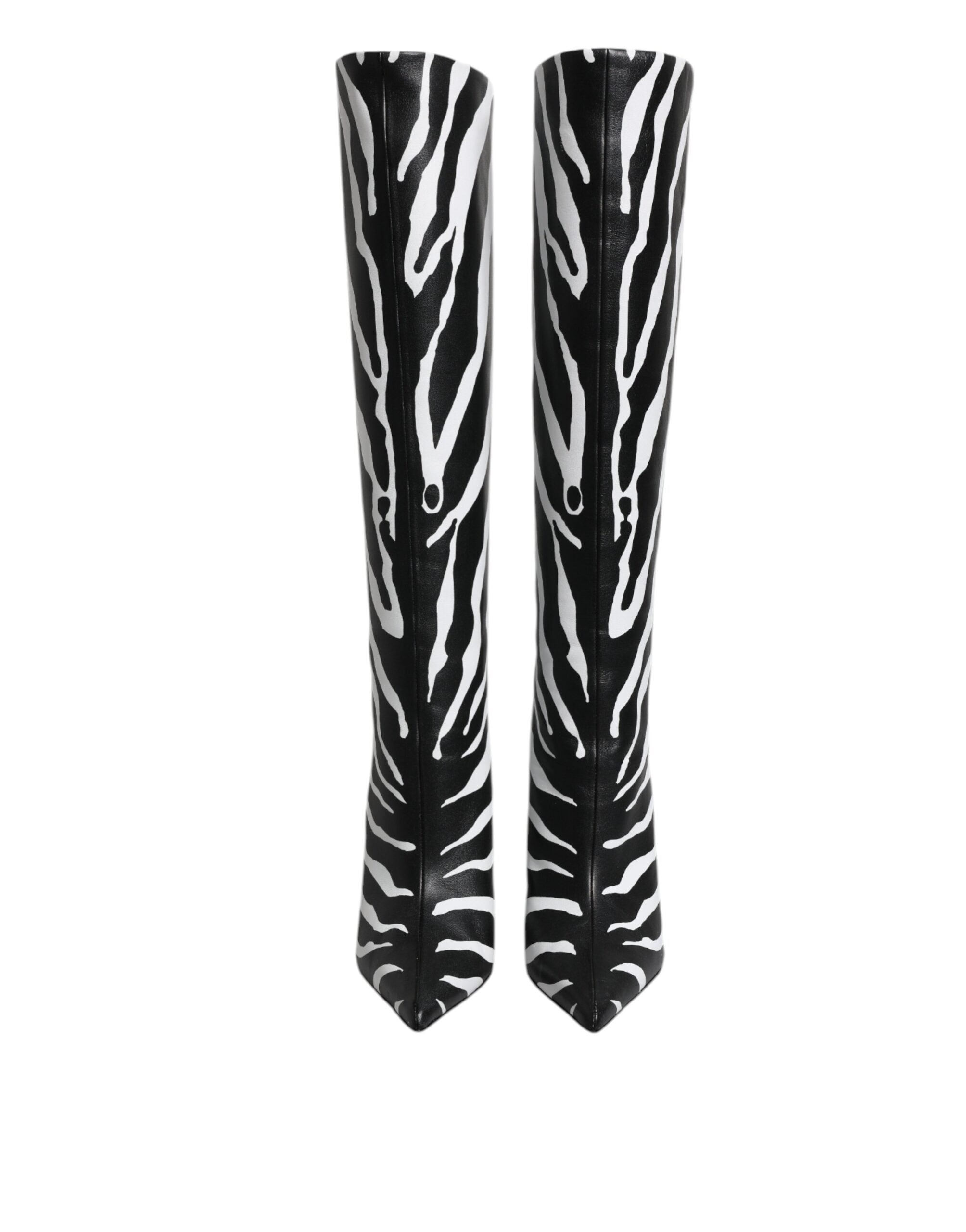 Botas altas con tacón de cebra en blanco y negro de Dolce & Gabbana-2