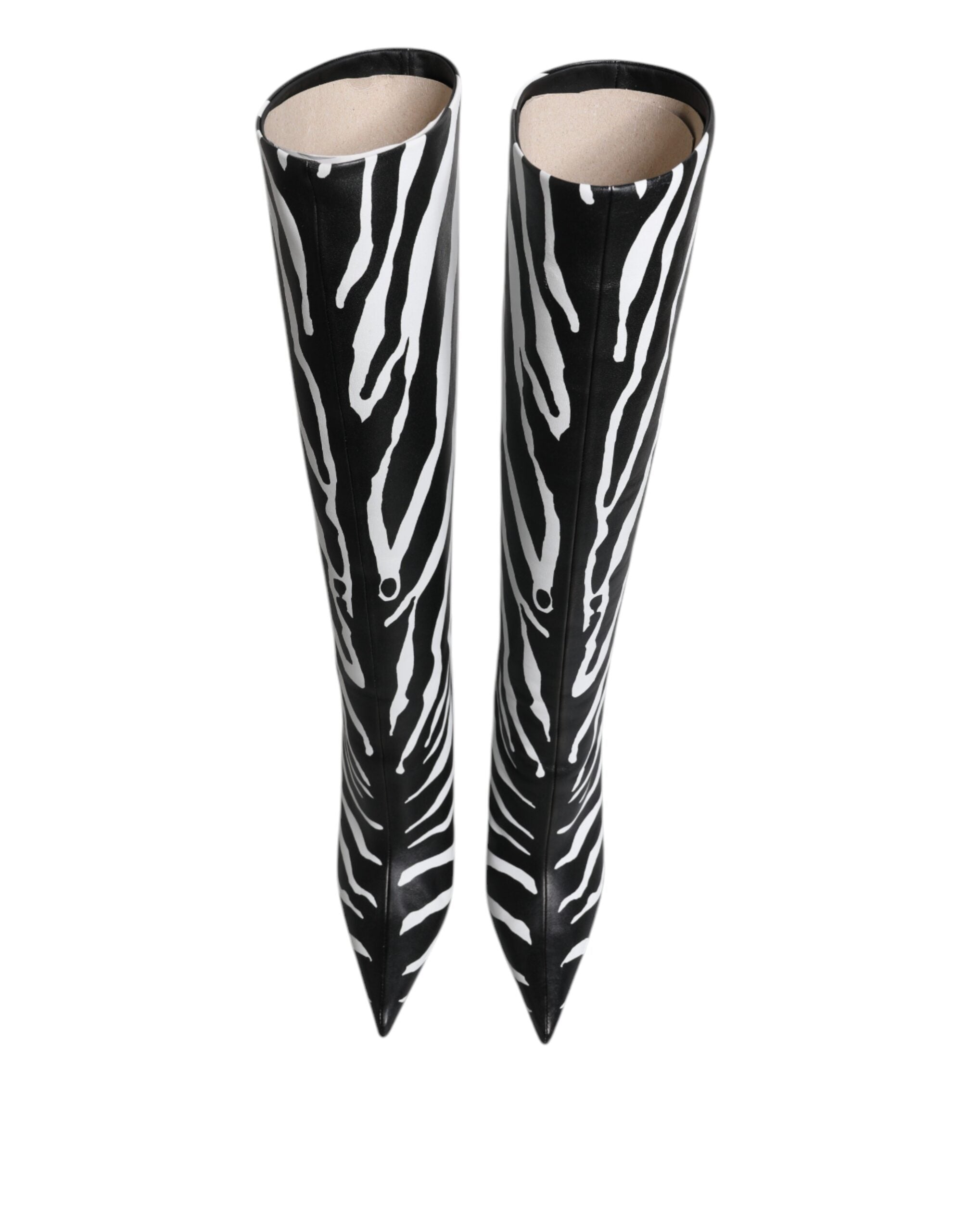 Botas altas con tacón de cebra en blanco y negro de Dolce & Gabbana-3